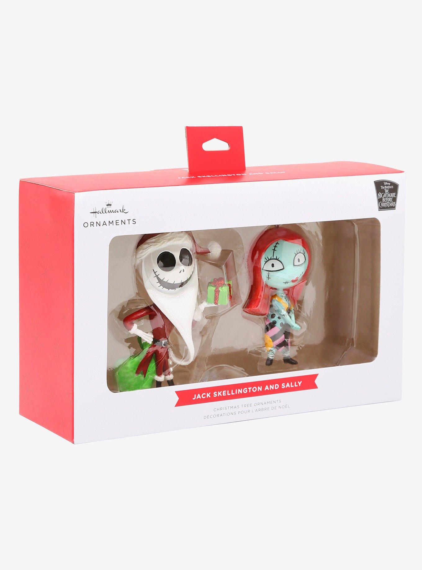 Disney The Nightmare Before Christmas Jack Skellington as Santa & Sally Ornament Set, , alternate