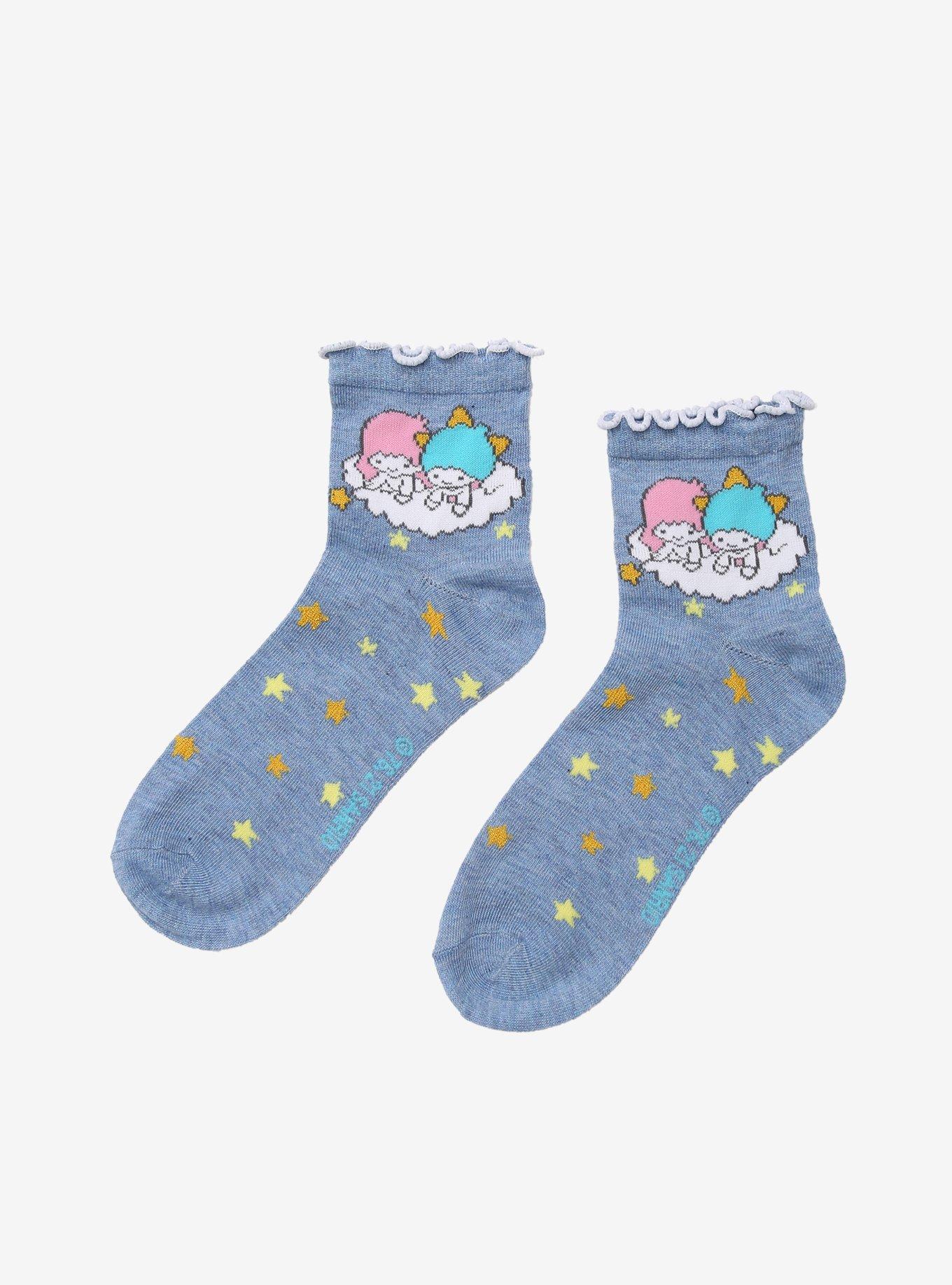 Little Twin Stars Lettuce Hem Ankle Socks, , alternate