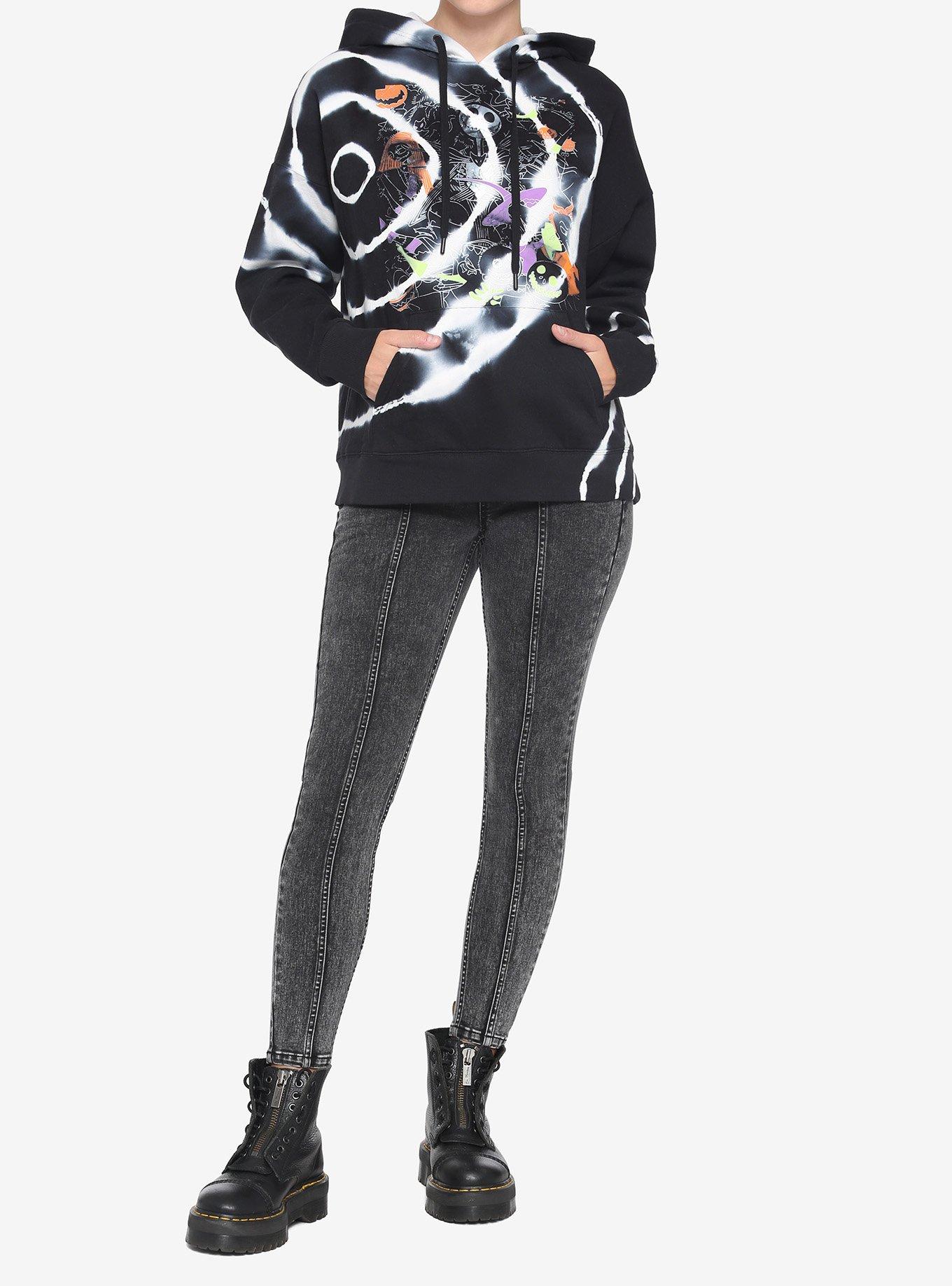 The Nightmare Before Christmas Halloween Town Characters Tie-Dye Hoodie, MULTI, alternate