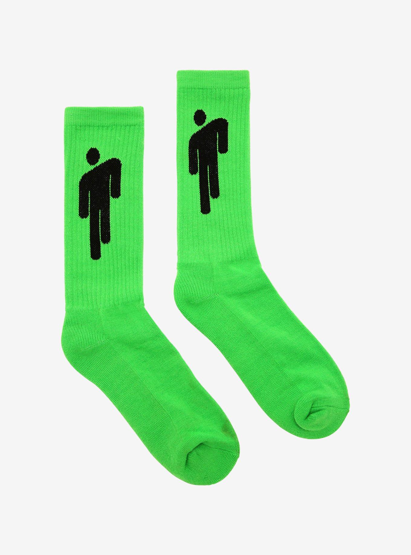 Billie Eilish Blohsh Neon Green Crew Socks, , alternate