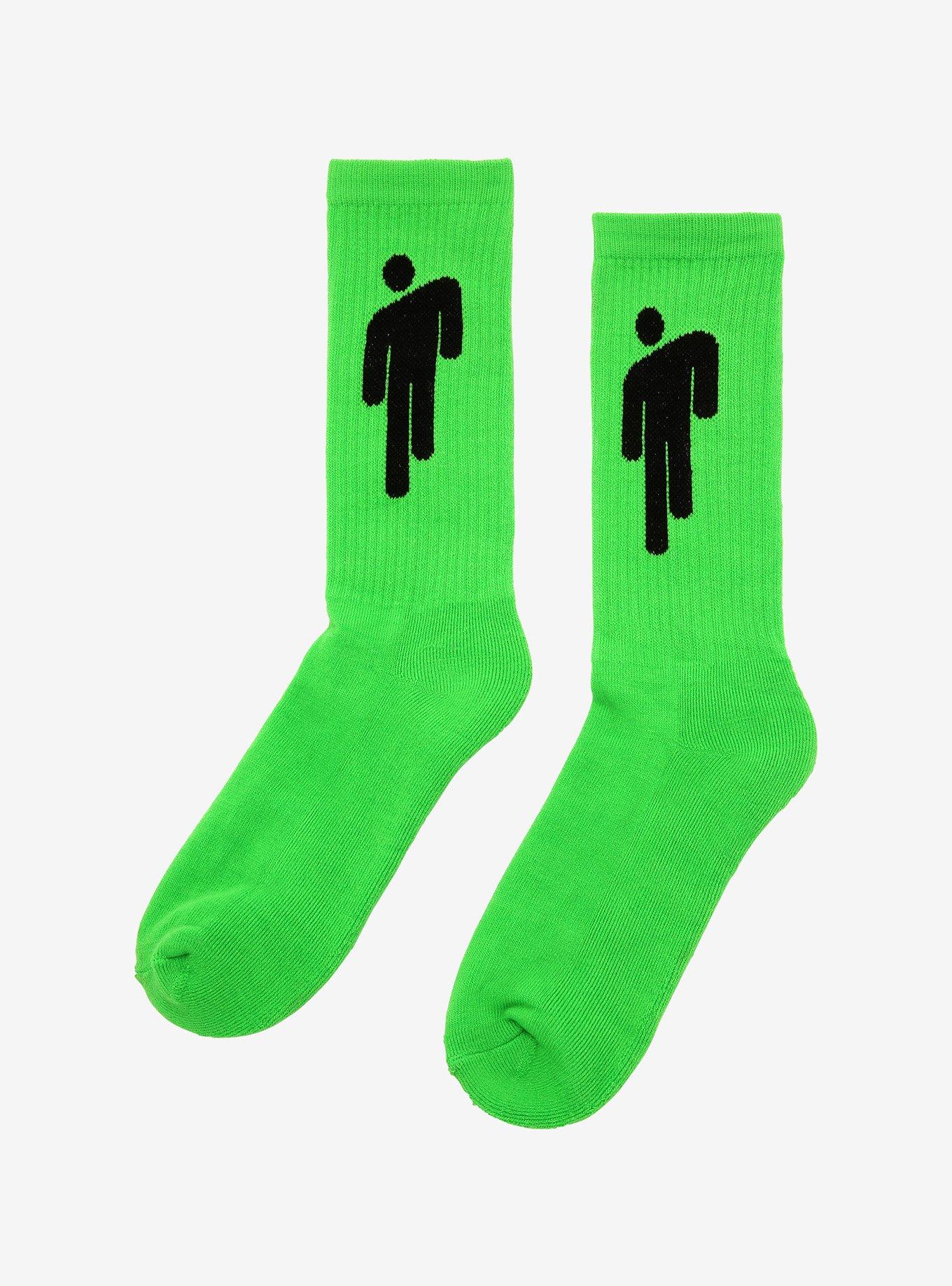 Billie Eilish Blohsh Neon Green Crew Socks, , alternate