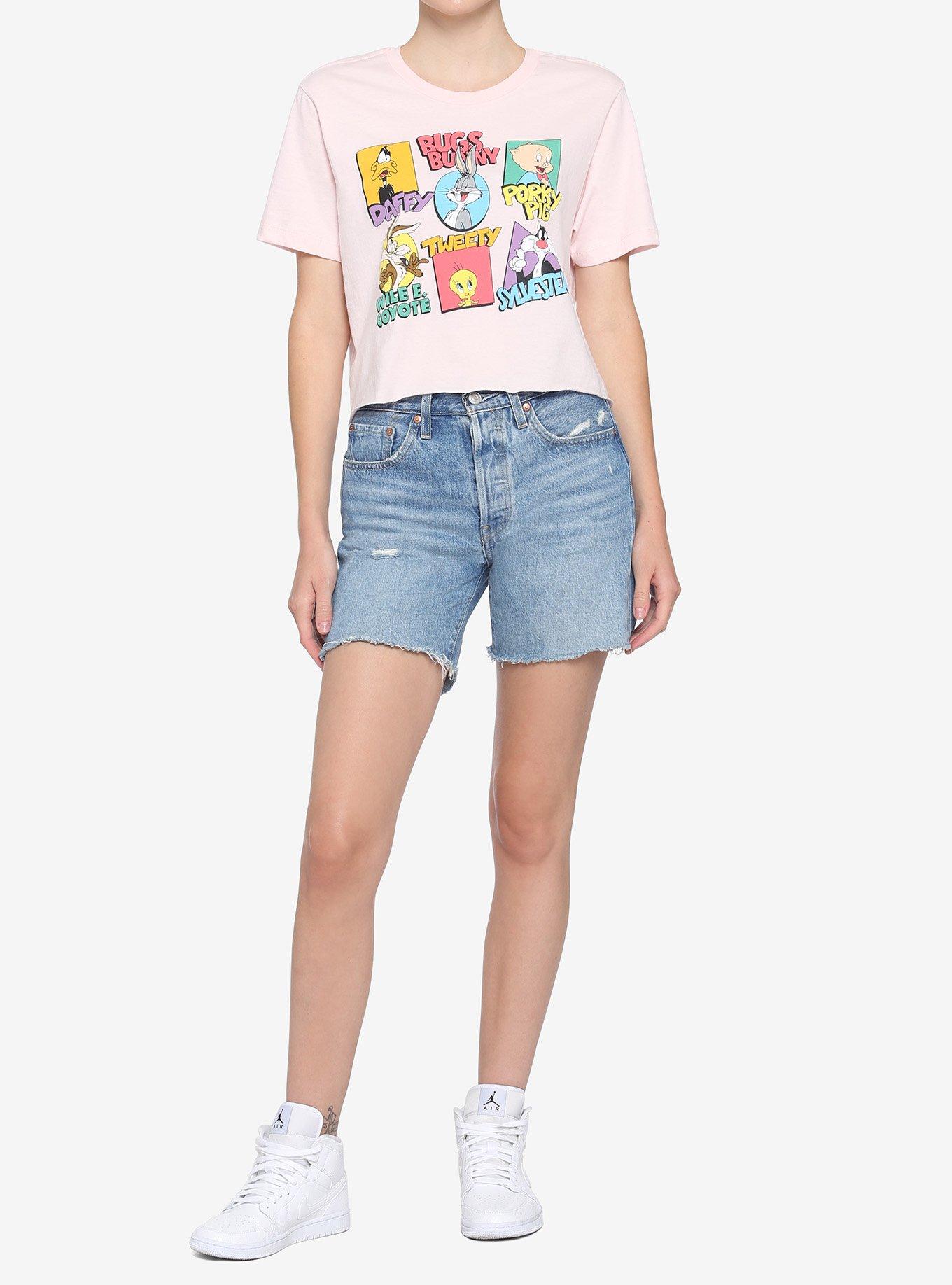 Looney Tunes Pink Character Girls Crop T-Shirt, MULTI, alternate
