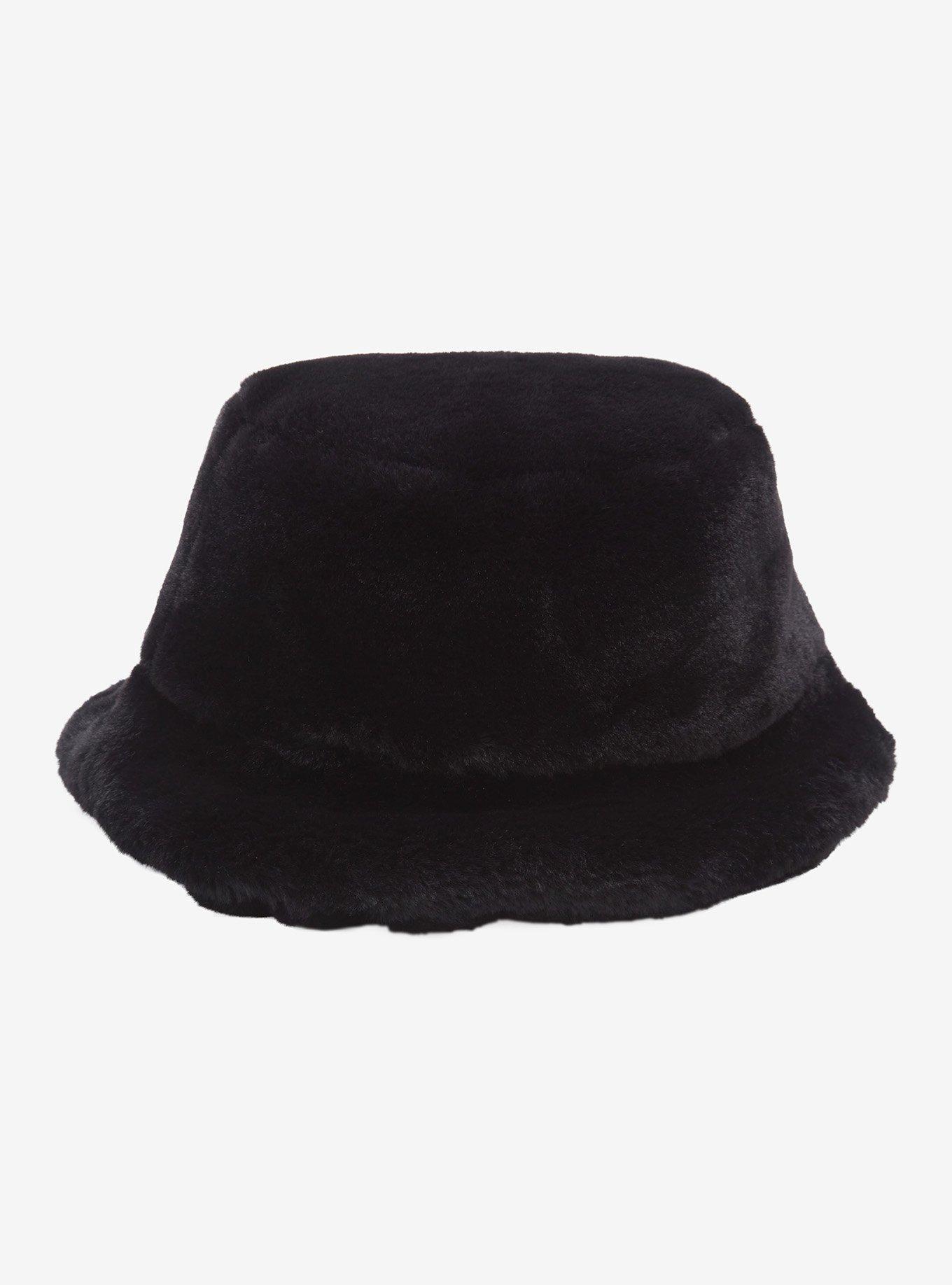 Teddy Bear Patch Fuzzy Bucket Hat, , alternate