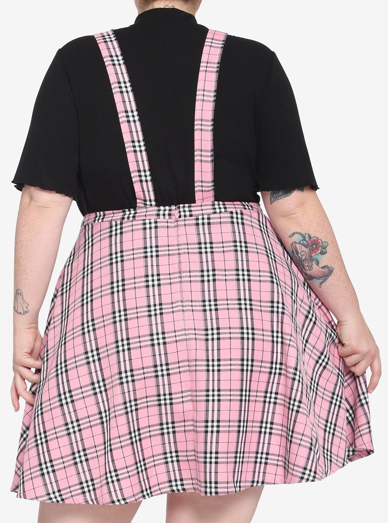 Pink Plaid Skirtall Plus Size, PLAID, alternate