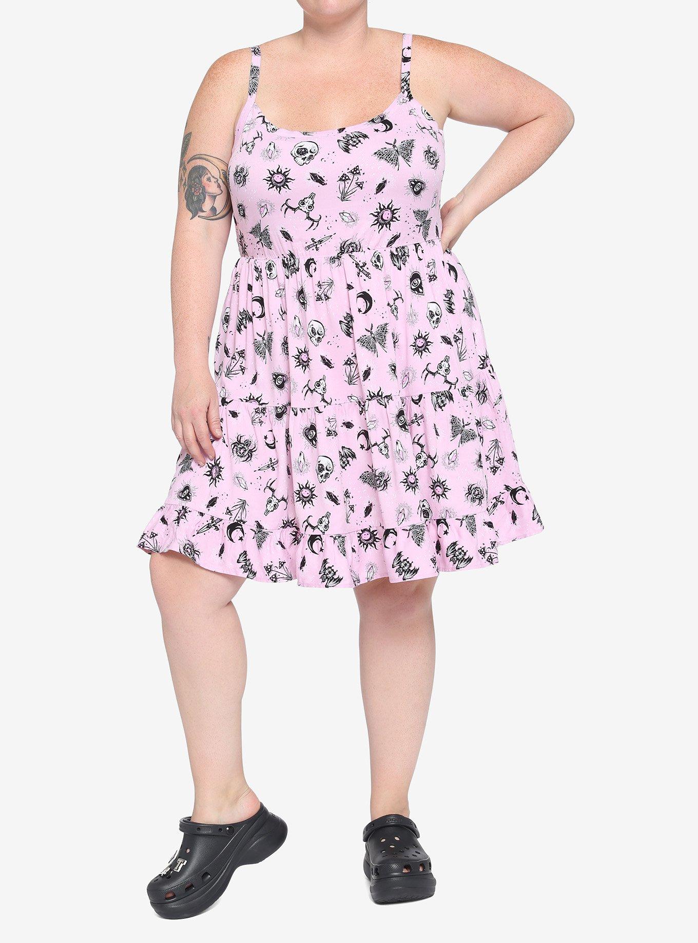 Pink Doodles Tiered Dress, PINK, alternate