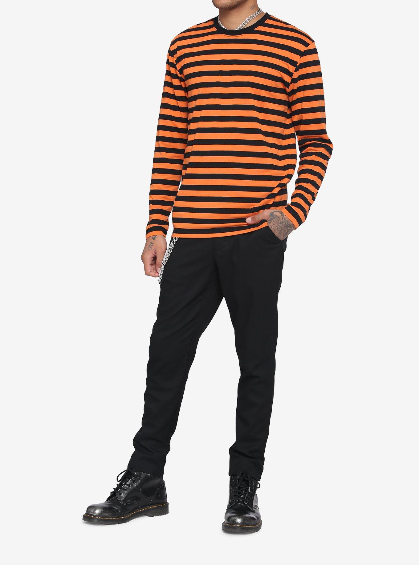 Orange & Black Stripe Long-Sleeve T-Shirt, STRIPE - ORANGE, alternate