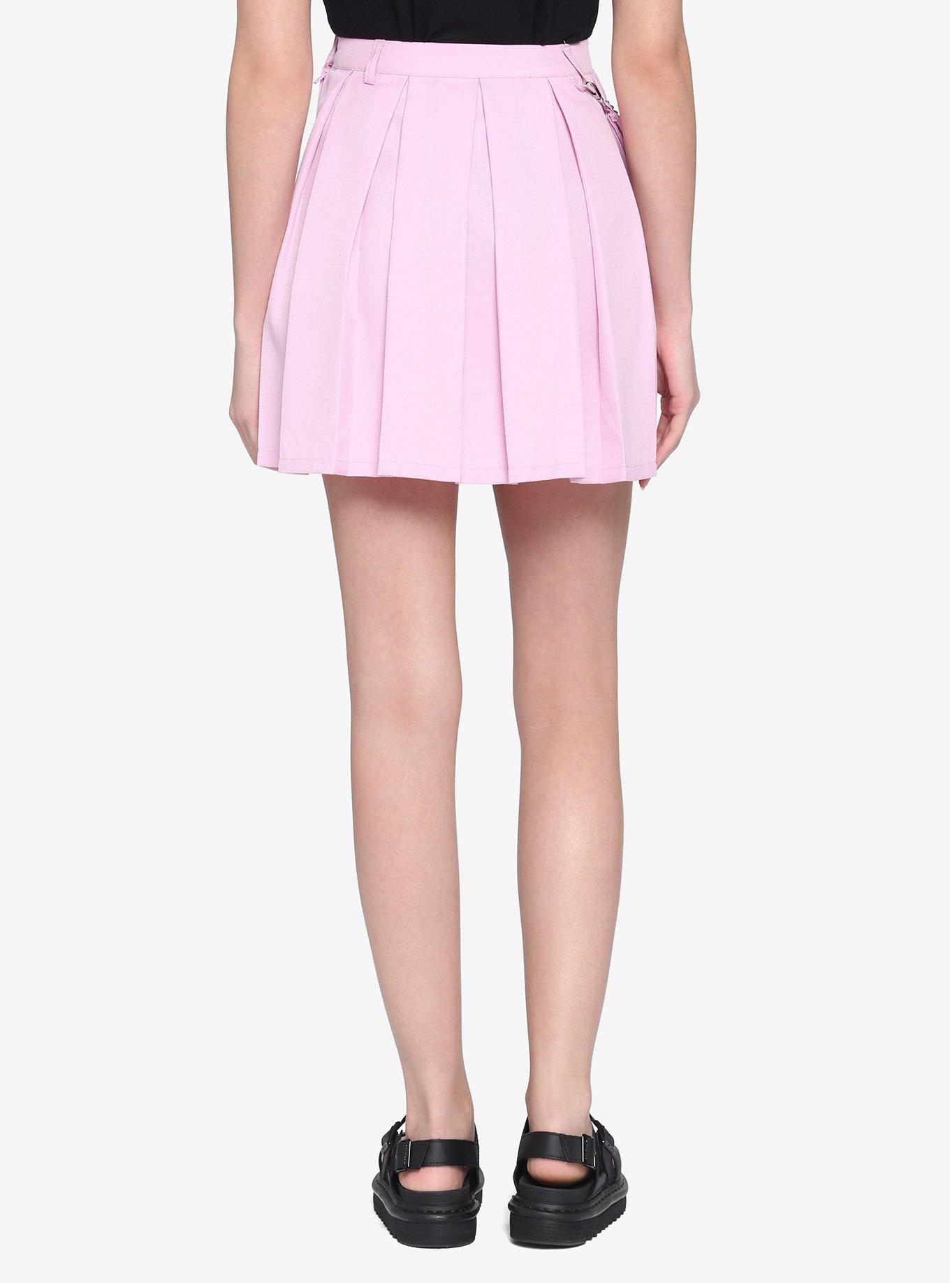 Pastel Pink Pleated Cargo Skirt, PINK, alternate