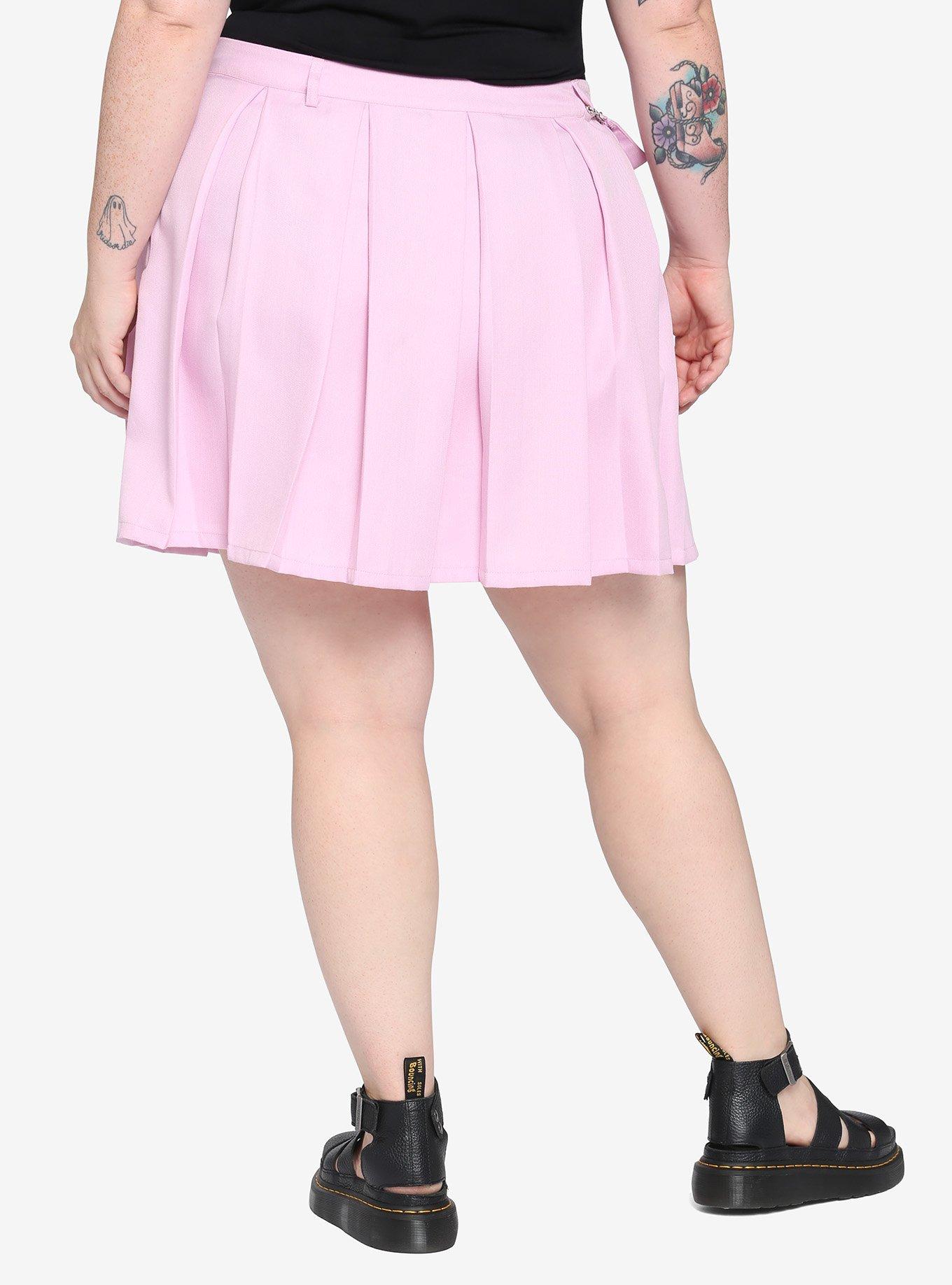 Pastel Pink Pleated Cargo Skirt Plus Size, PINK, alternate