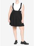 Black Suspender Midi Skirt Plus Size, BLACK, alternate