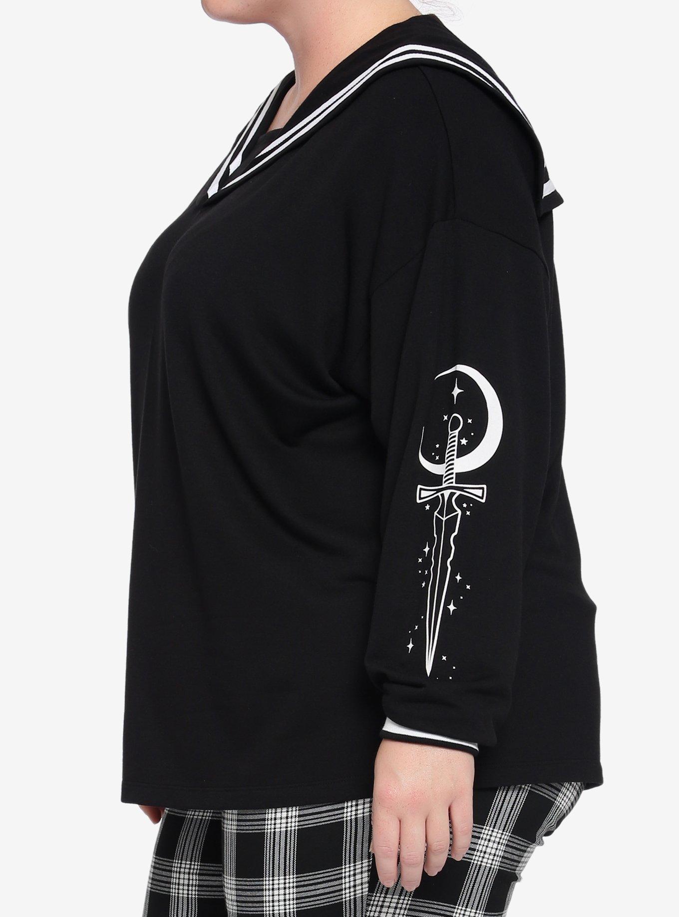 Dagger Moon Sailor Girls Sweatshirt Plus Size, BLACK, alternate