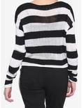 White & Black Stripe Girls Crop Sweater, STRIPES, alternate