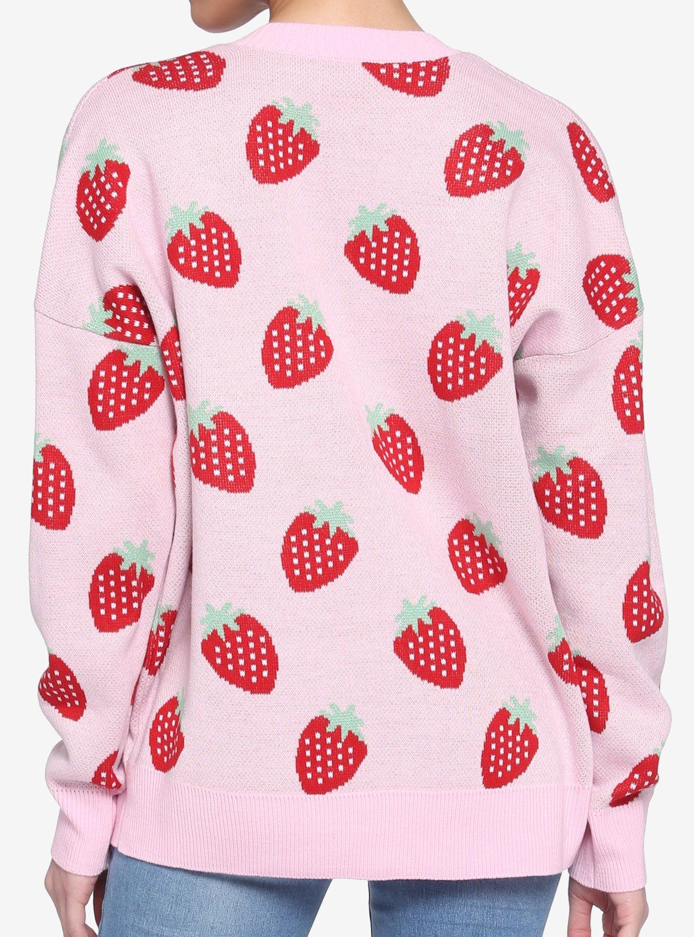 Pastel Strawberry Girls Cardigan, PINK, alternate