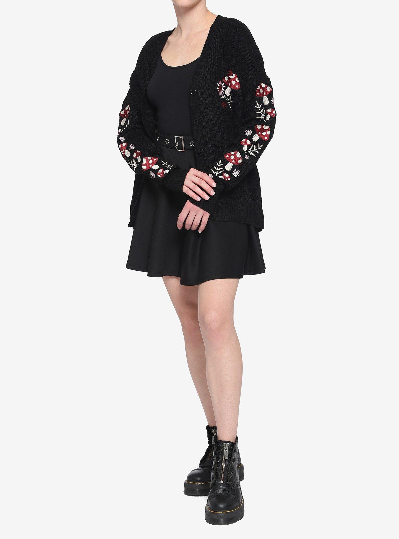 Mushroom Floral Embroidered Girls Cardigan, , hi-res