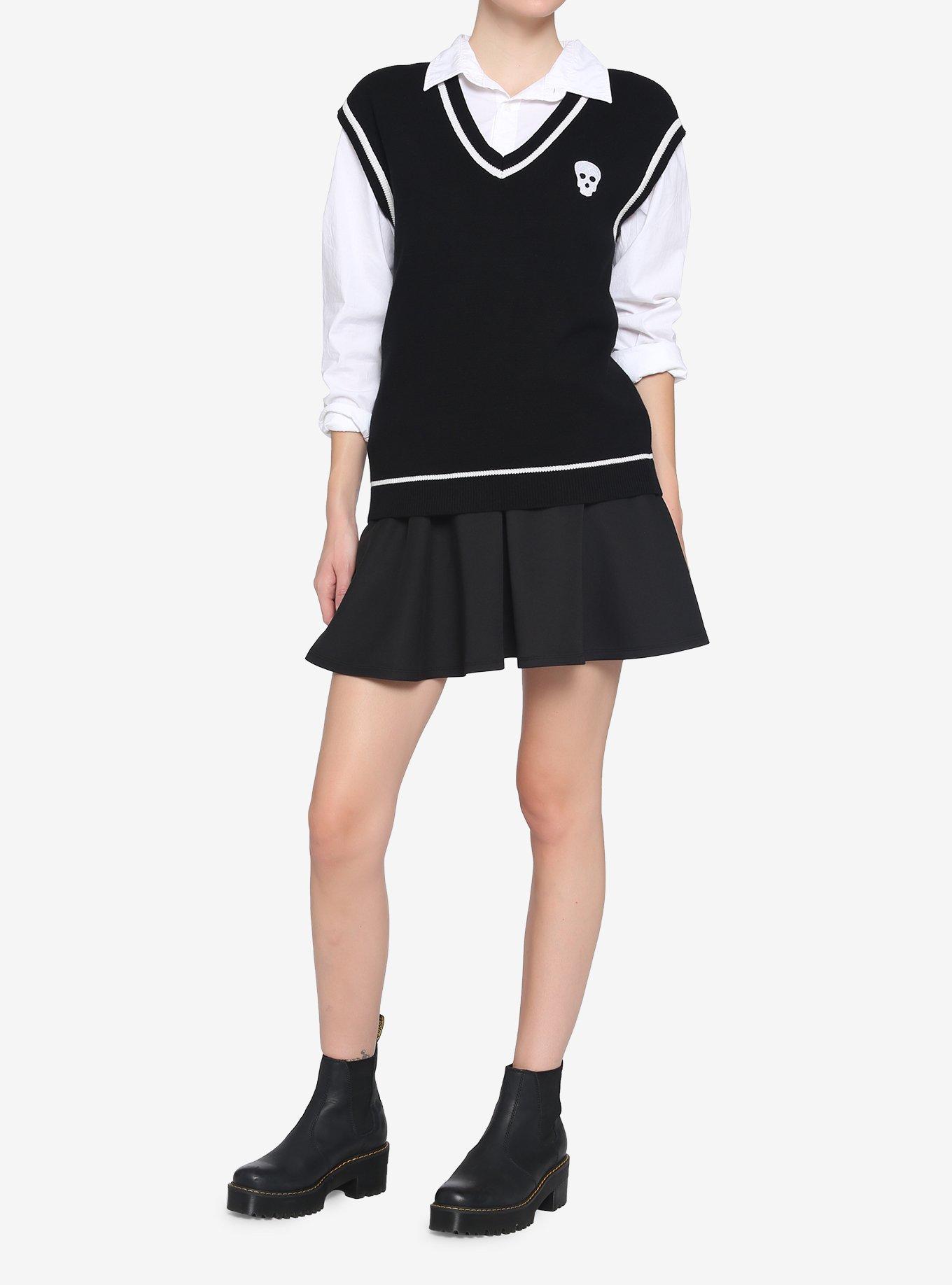Skull Girls Sweater Vest, BLACK, alternate