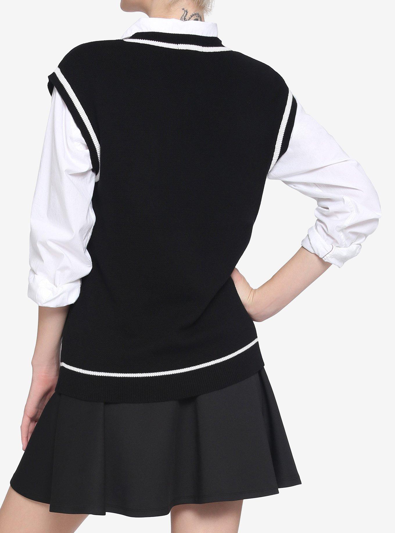 Skull Girls Sweater Vest, BLACK, alternate