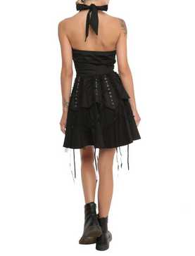 Black Corset Ruffle Dress, , hi-res