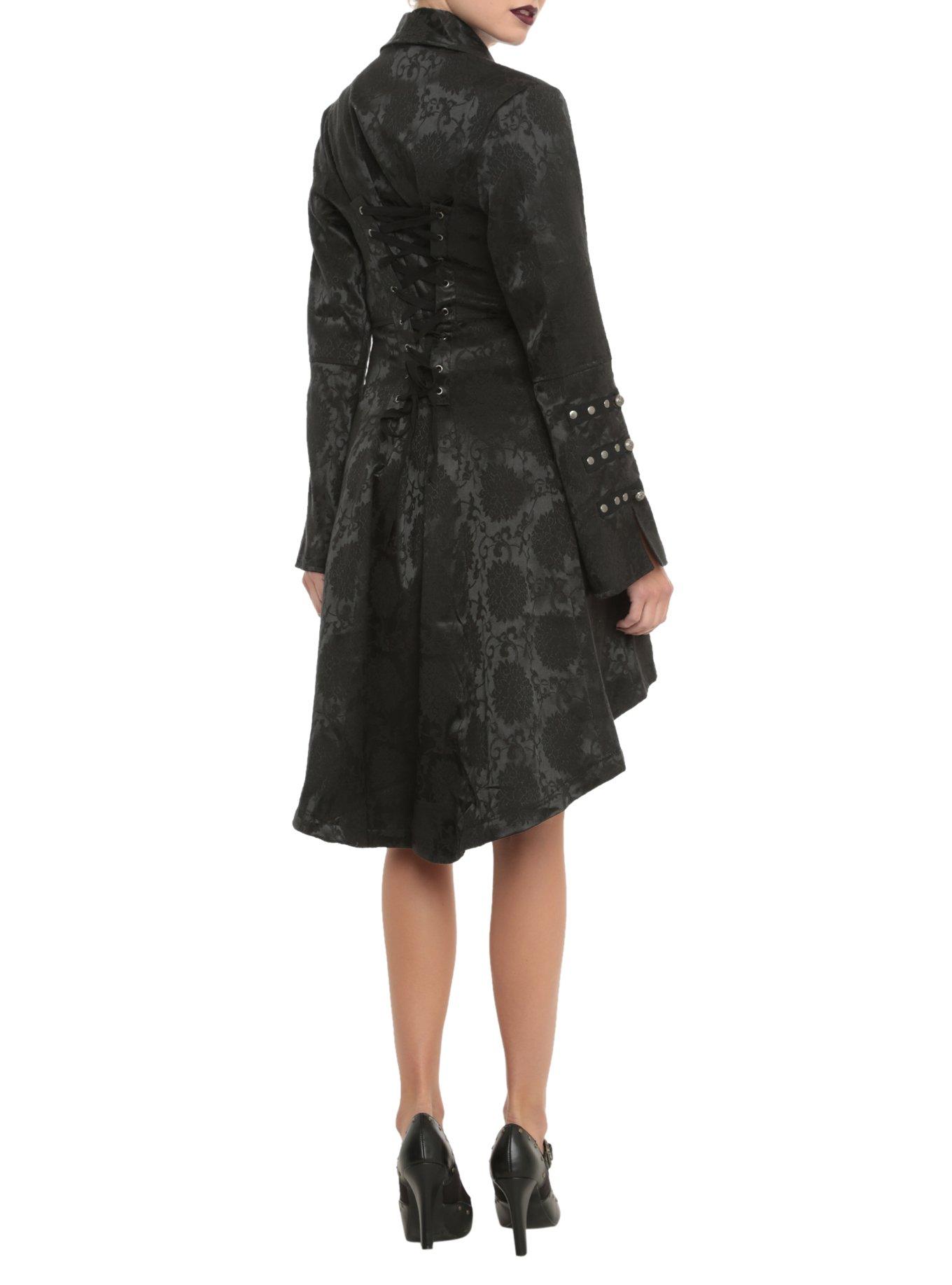 Brocade Corset Back Coat Black, , hi-res