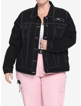Black & Pink Dead Inside Girls Denim Truck Jacket Plus Size, , hi-res