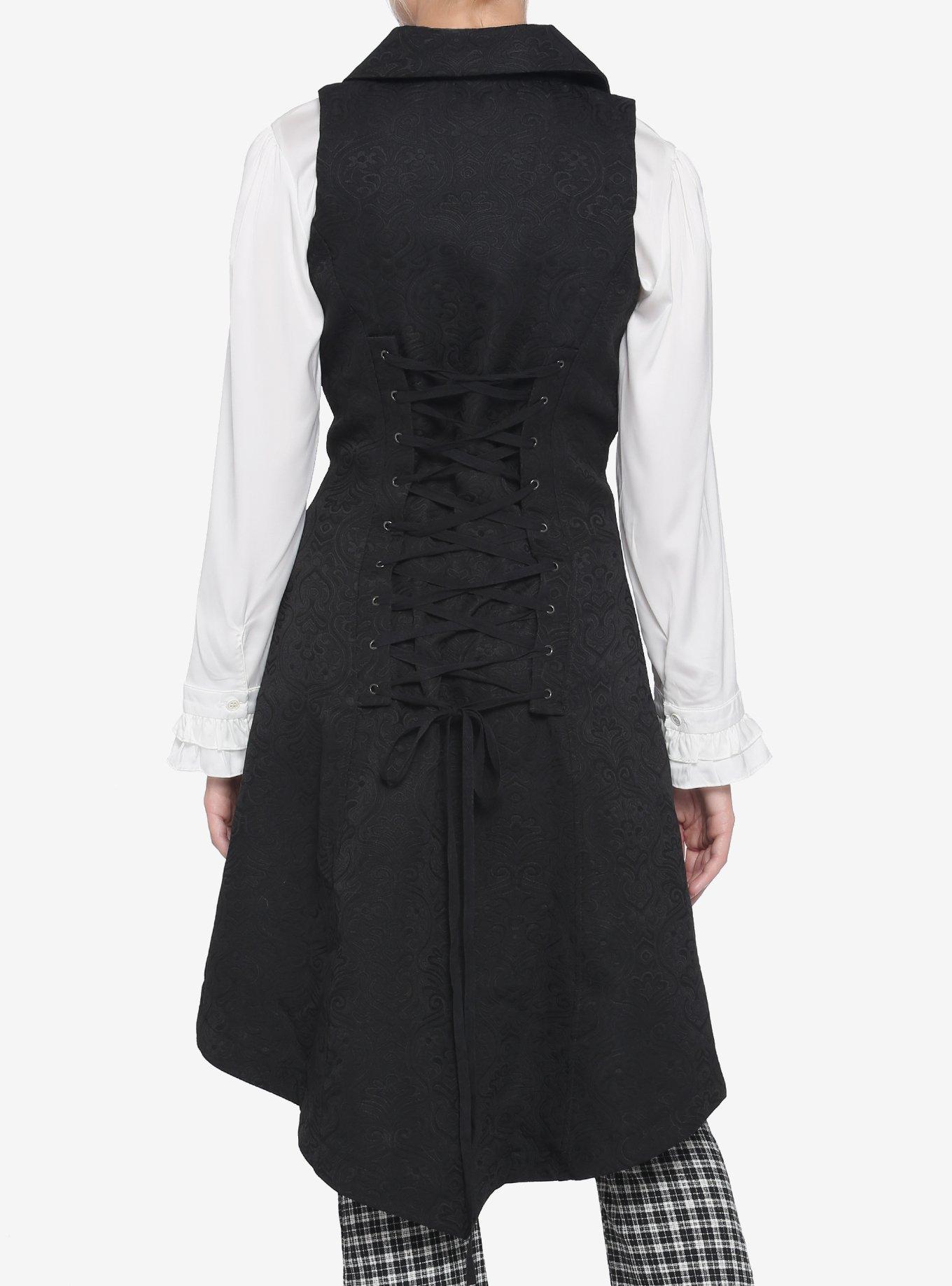 Waist Coat Button Dress Black, BLACK, alternate