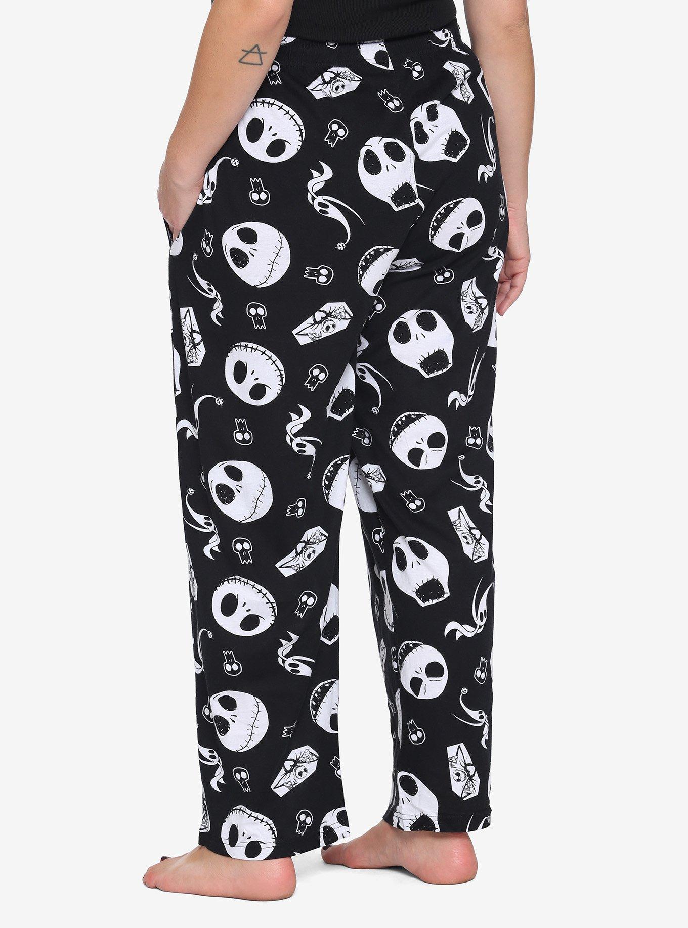 The Nightmare Before Christmas Black & White Jack Faces Pajama Pants Plus Size, MULTI, alternate