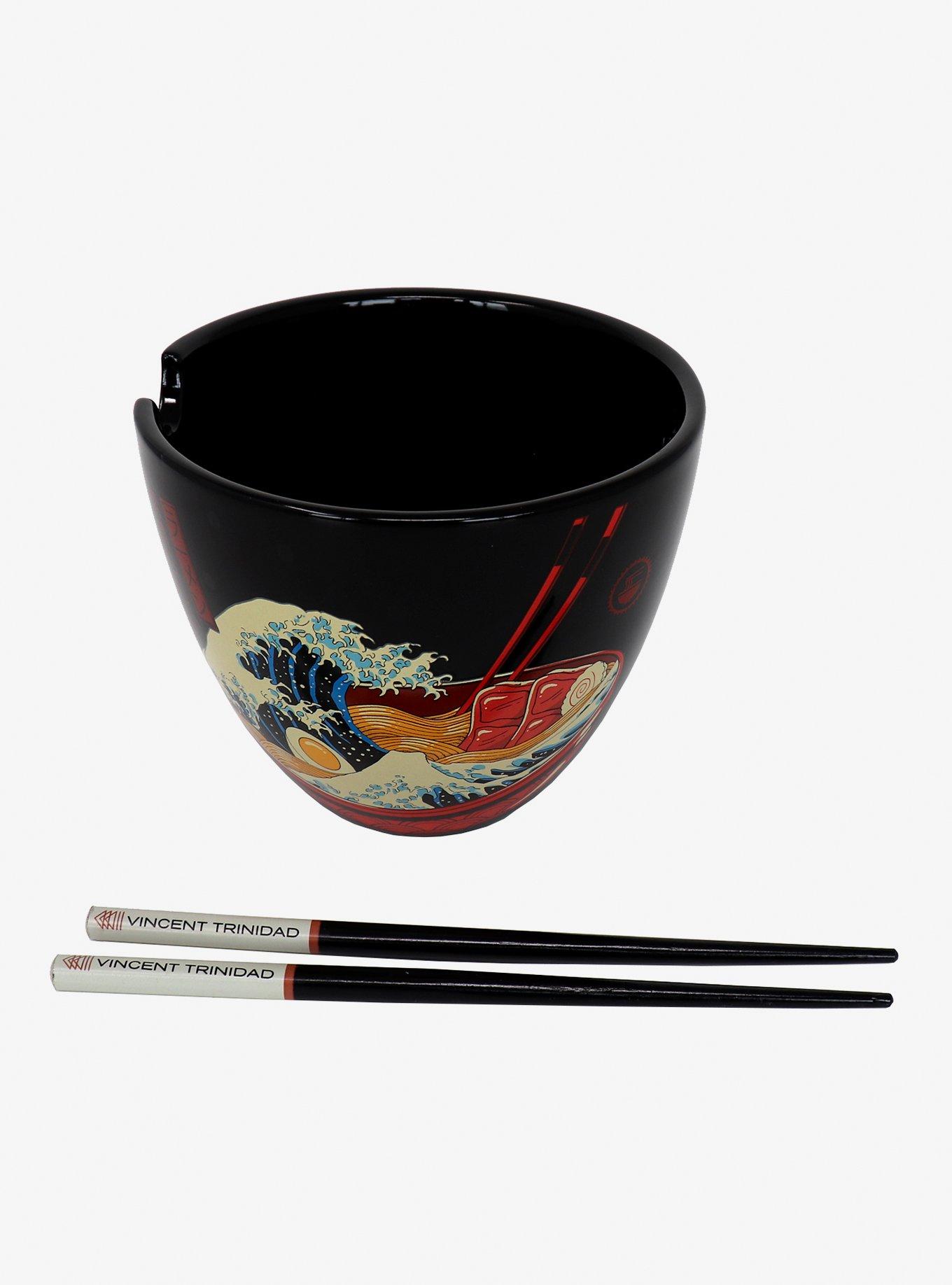Great Wave Ramen Bowl With Chopsticks By Vincent Trinidad, , alternate