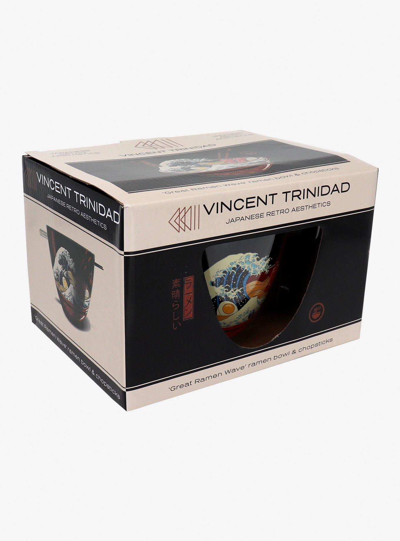 Great Wave Ramen Bowl With Chopsticks By Vincent Trinidad, , alternate