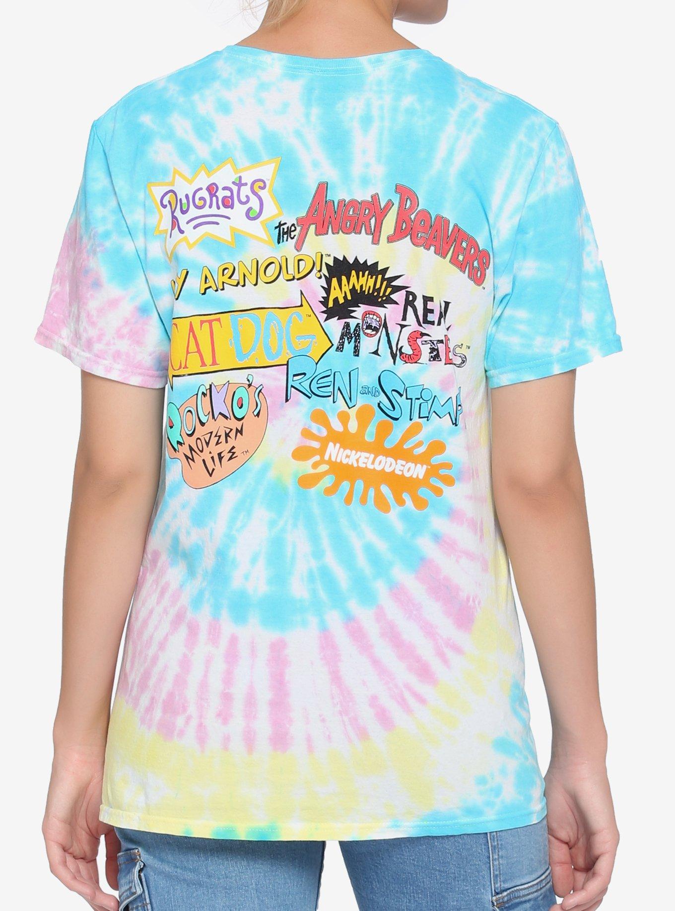 Nickelodeon Shapes Tie-Dye Boyfriend Fit Girls T-Shirt, MULTI, alternate