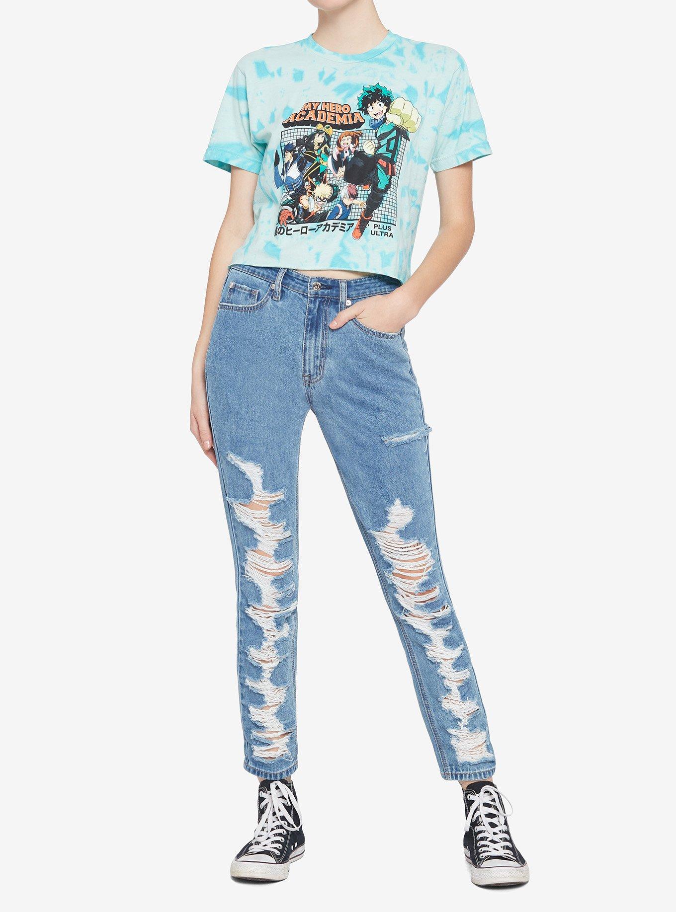 My Hero Academia Characters Grid Tie-Dye Girls Crop T-Shirt, MULTI, alternate