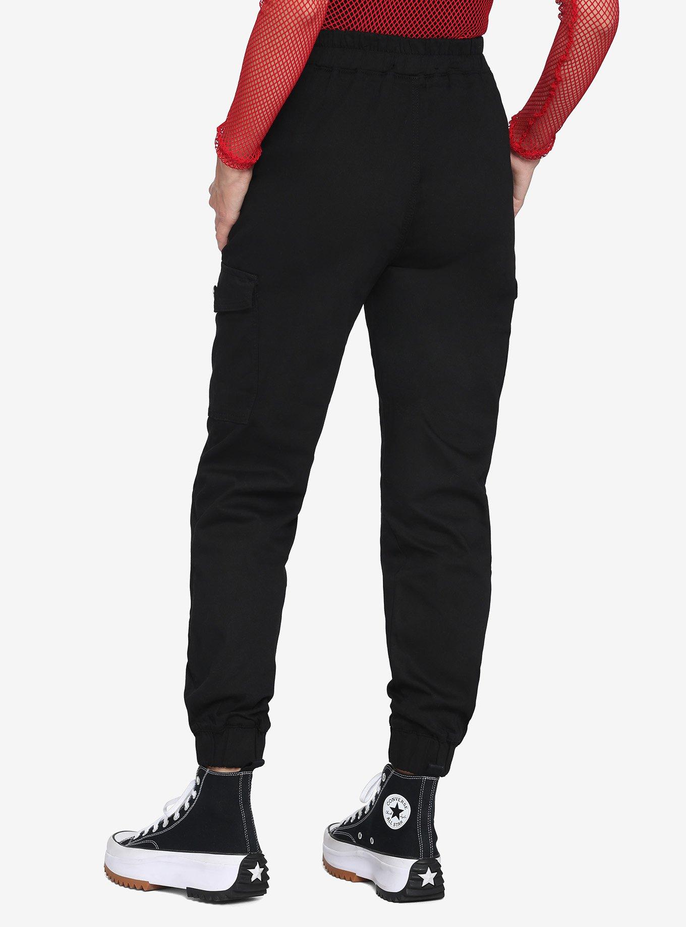 Black Cargo Jogger Pants, , hi-res