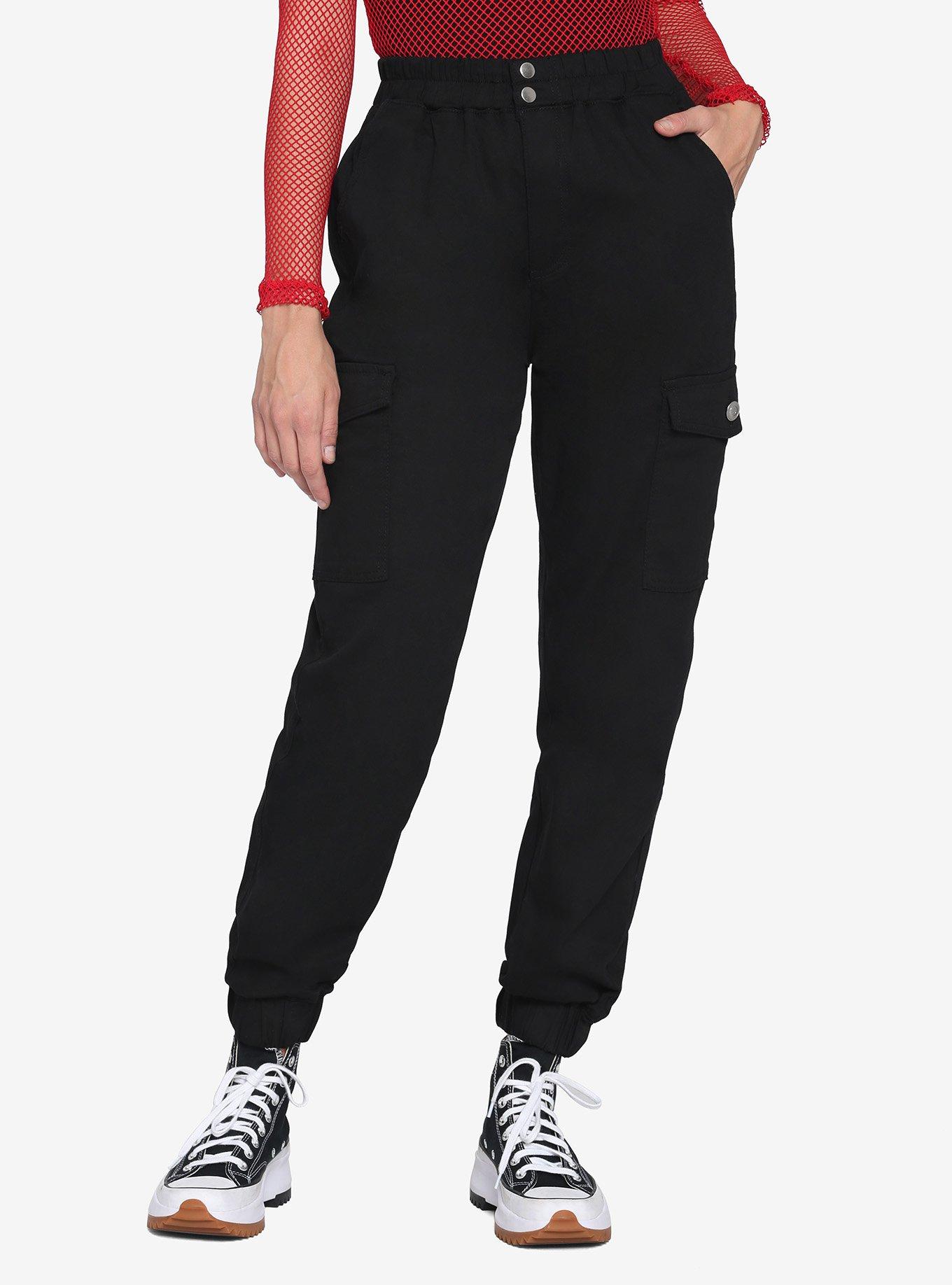 Black Cargo Jogger Pants, BLACK, alternate