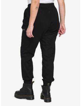 Black Cargo Jogger Pants Plus Size, , hi-res