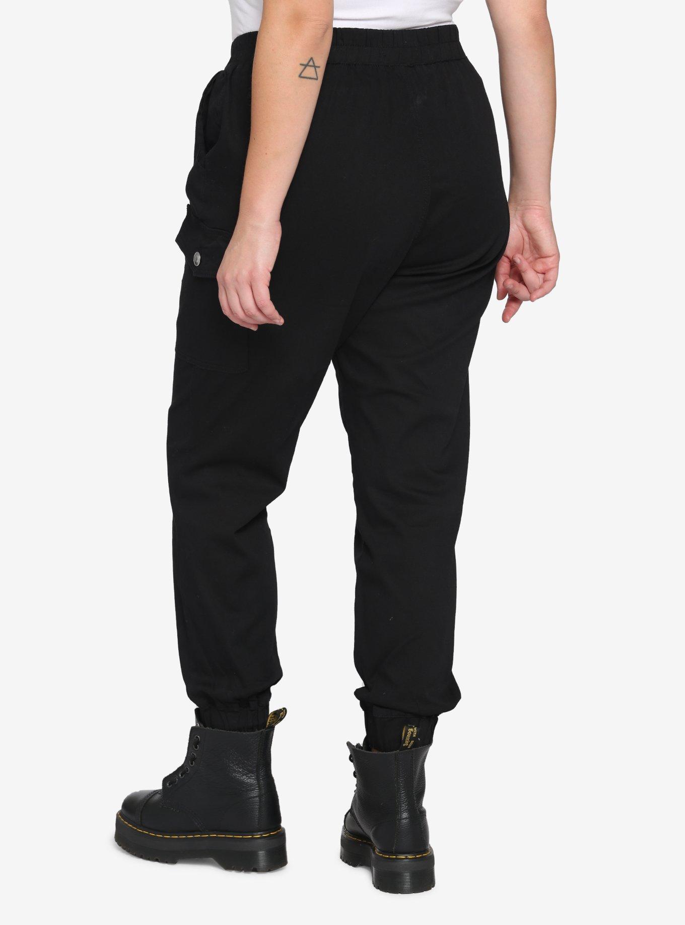 Black Cargo Jogger Pants Plus Size, BLACK, alternate