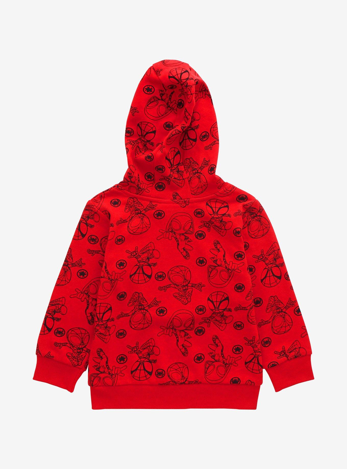 Marvel Spider-Man Line Art Toddler Hoodie - BoxLunch Exclusive, RED, alternate