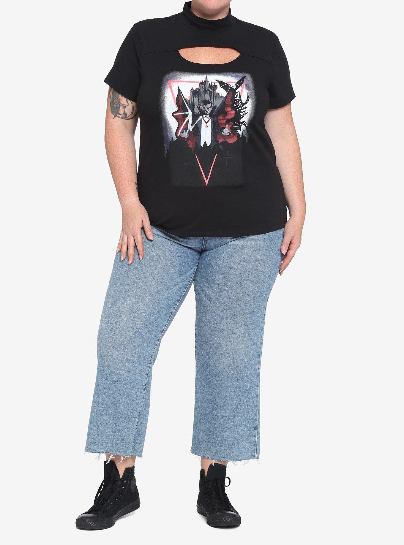 Universal Monsters Dracula Mock Neck Top Plus Size, MULTI, alternate