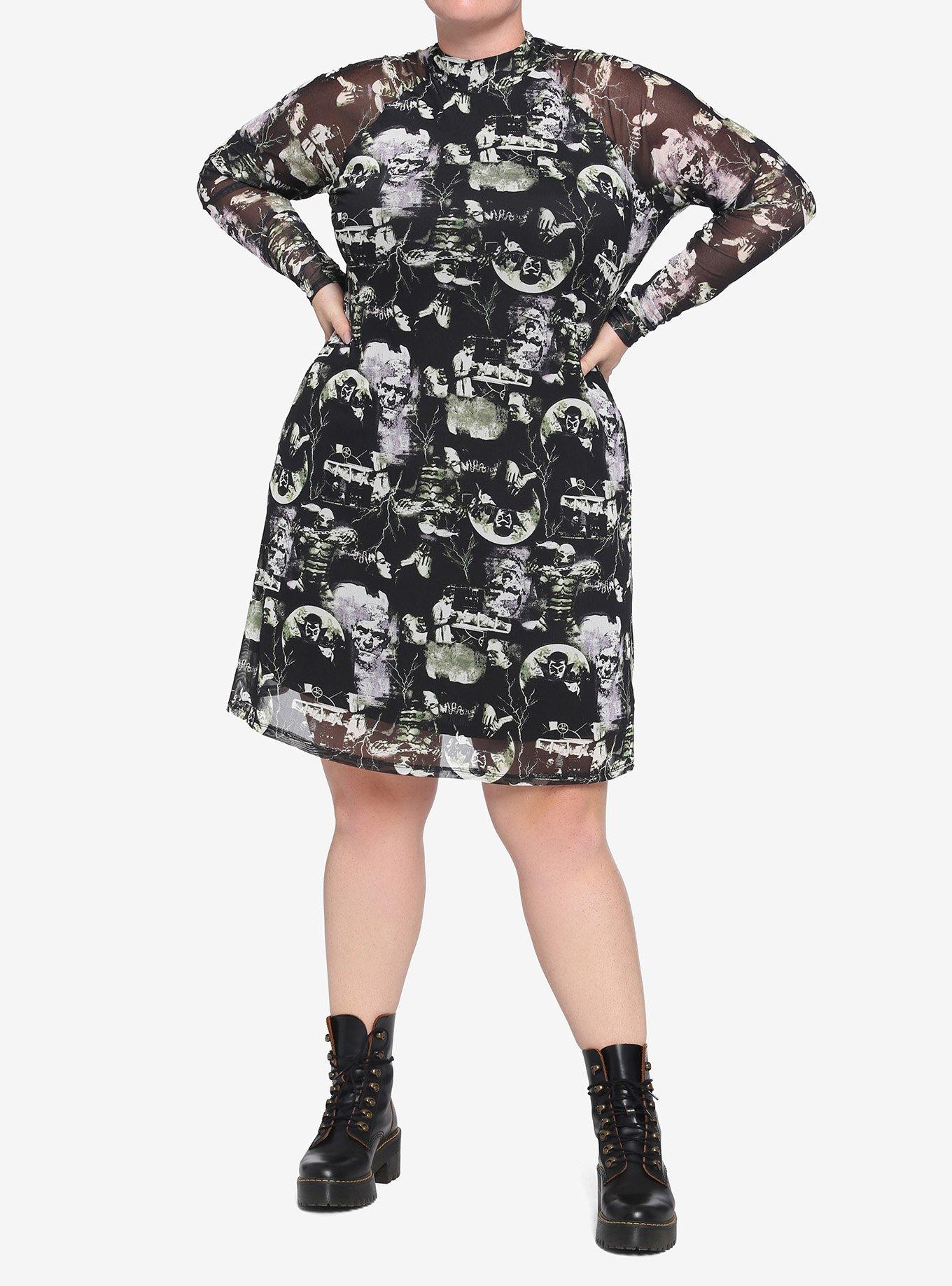 Universal Monsters Collage Mesh Dress Plus Size, MULTI, alternate