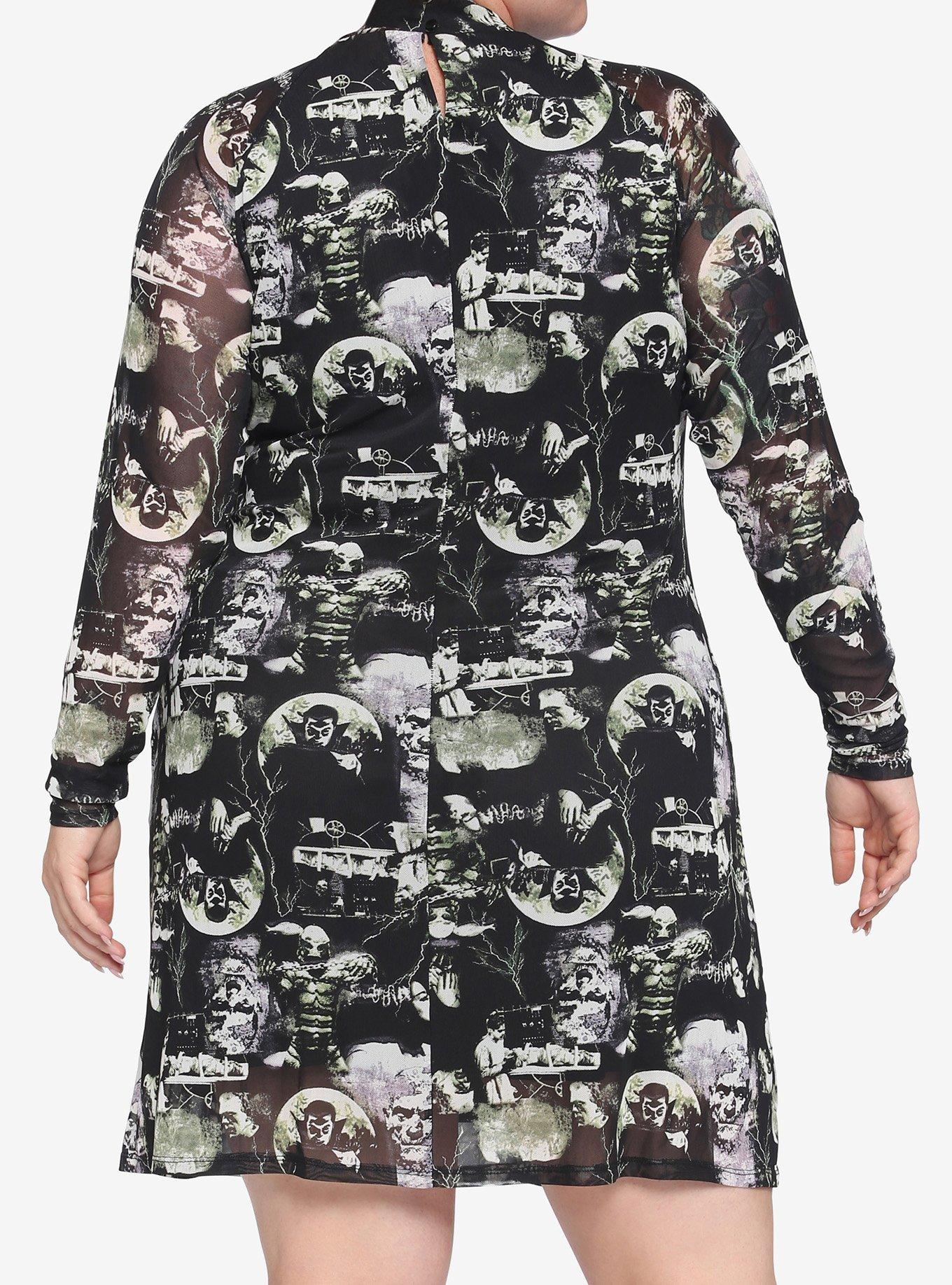 Universal Monsters Collage Mesh Dress Plus Size, MULTI, alternate