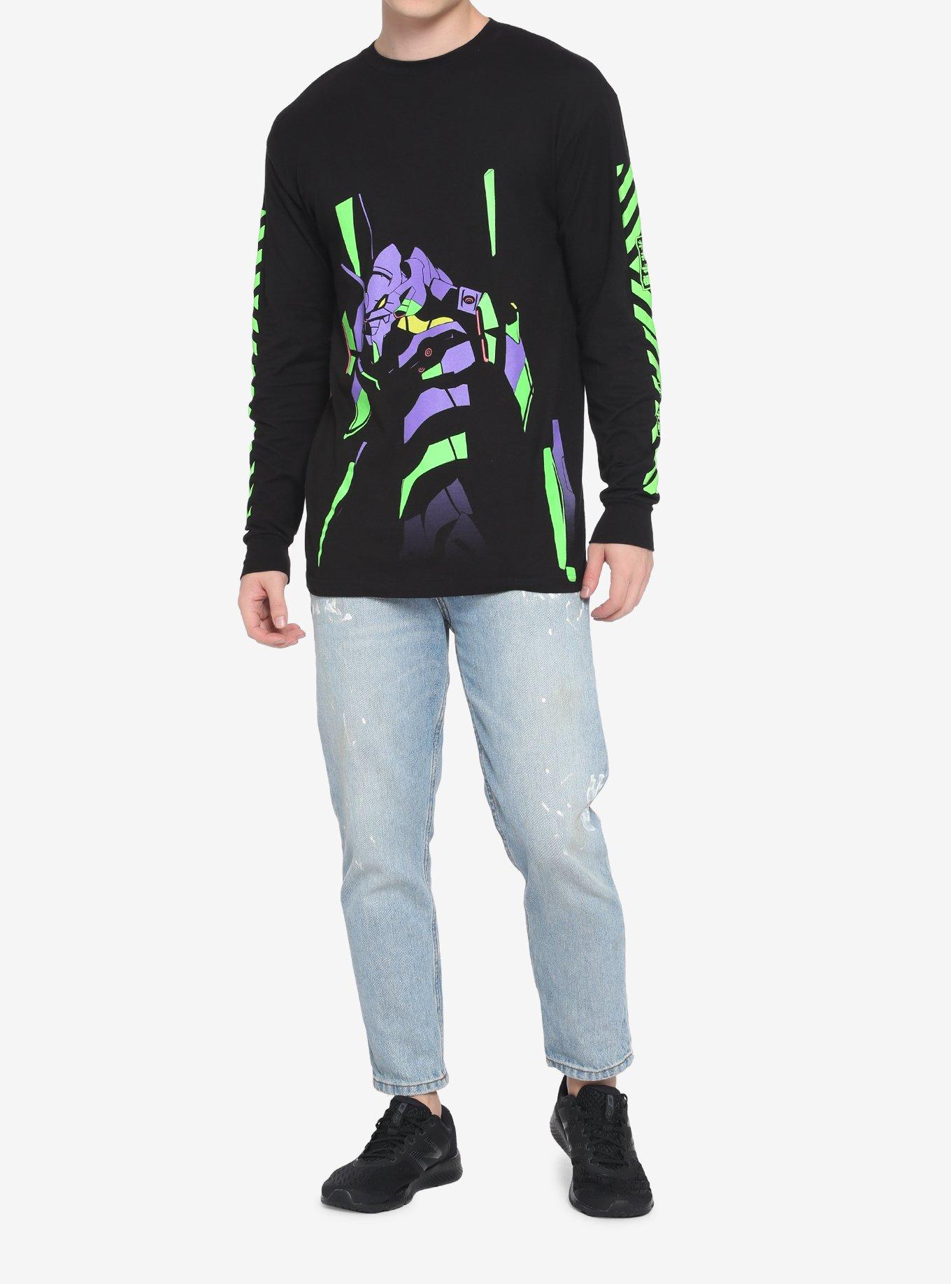 Neon Genesis Evangelion Unit-01 Glow-In-The-Dark Long-Sleeve T-Shirt, BLACK, alternate