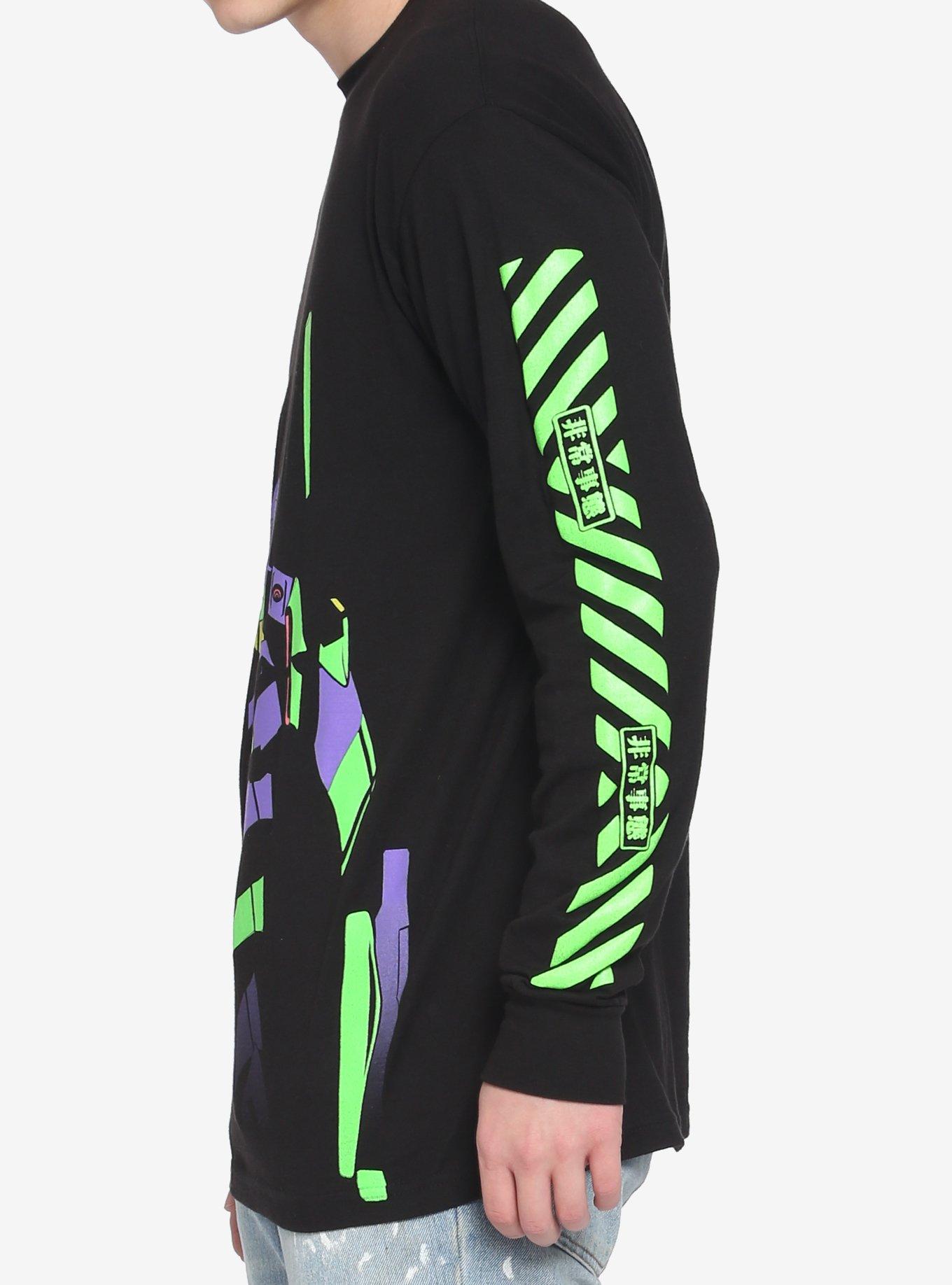 Neon Genesis Evangelion Unit-01 Glow-In-The-Dark Long-Sleeve T-Shirt, BLACK, alternate