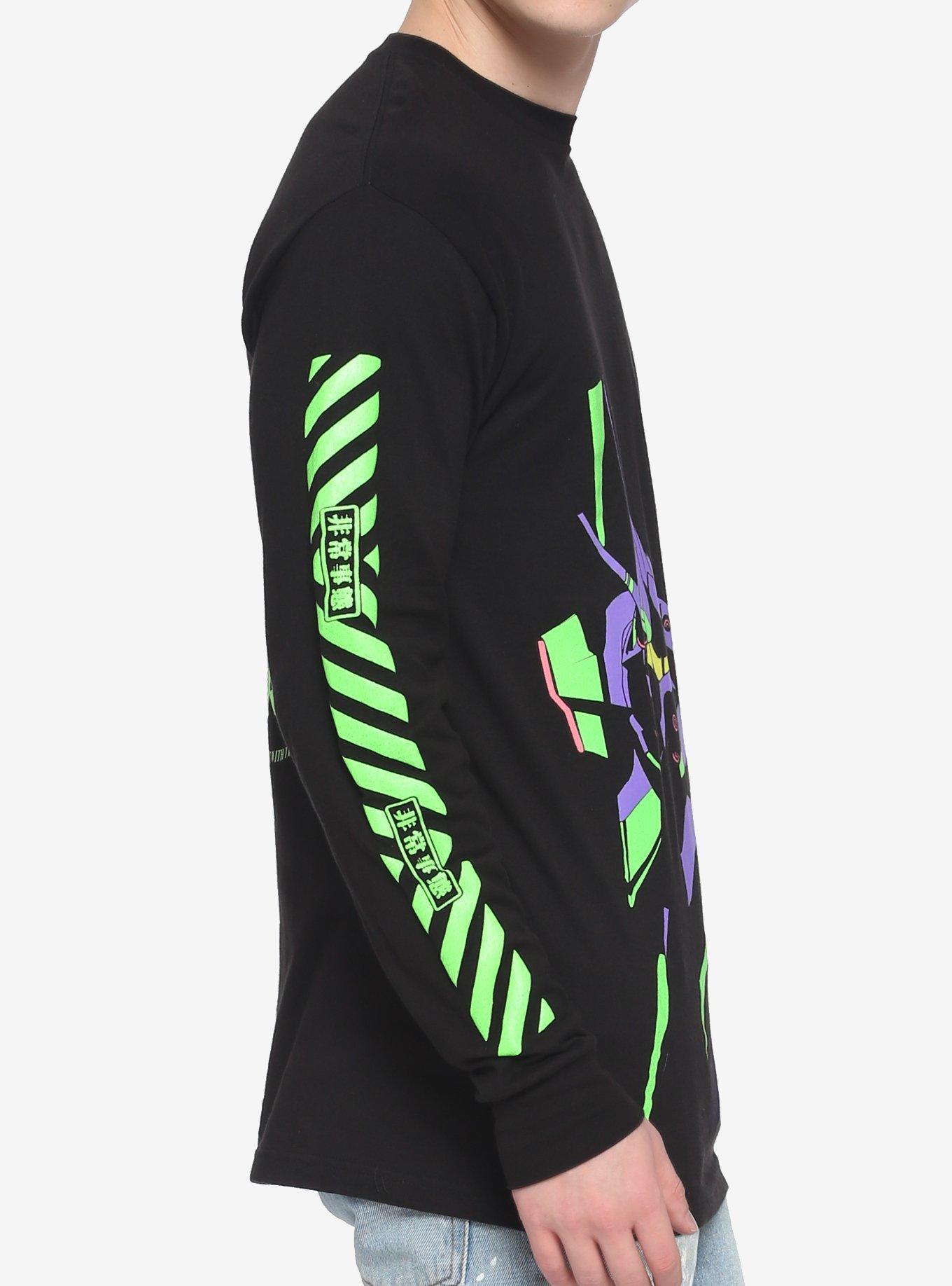 Neon Genesis Evangelion Unit-01 Glow-In-The-Dark Long-Sleeve T-Shirt, BLACK, alternate