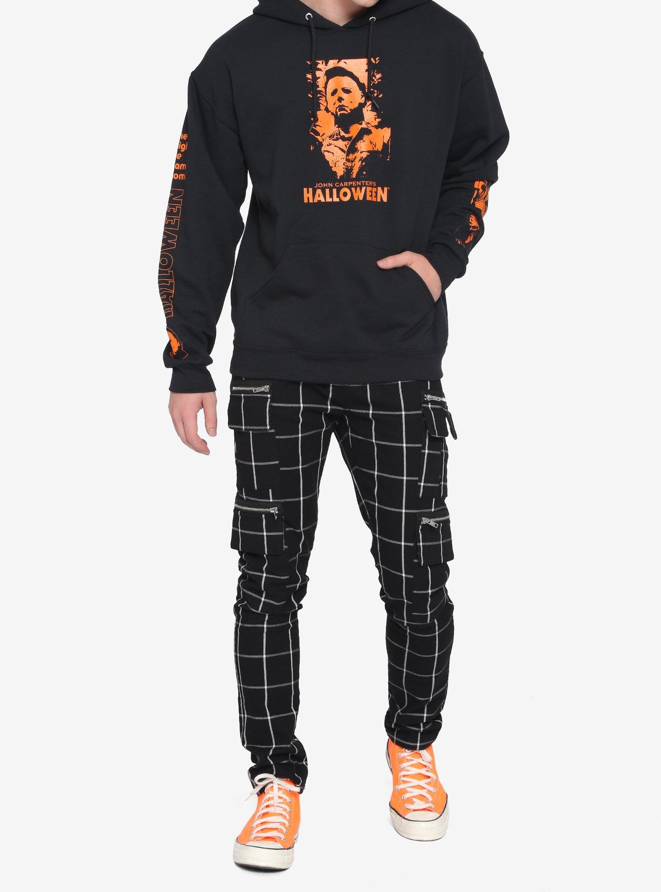 Halloween Orange Stencil Hoodie, BLACK, alternate