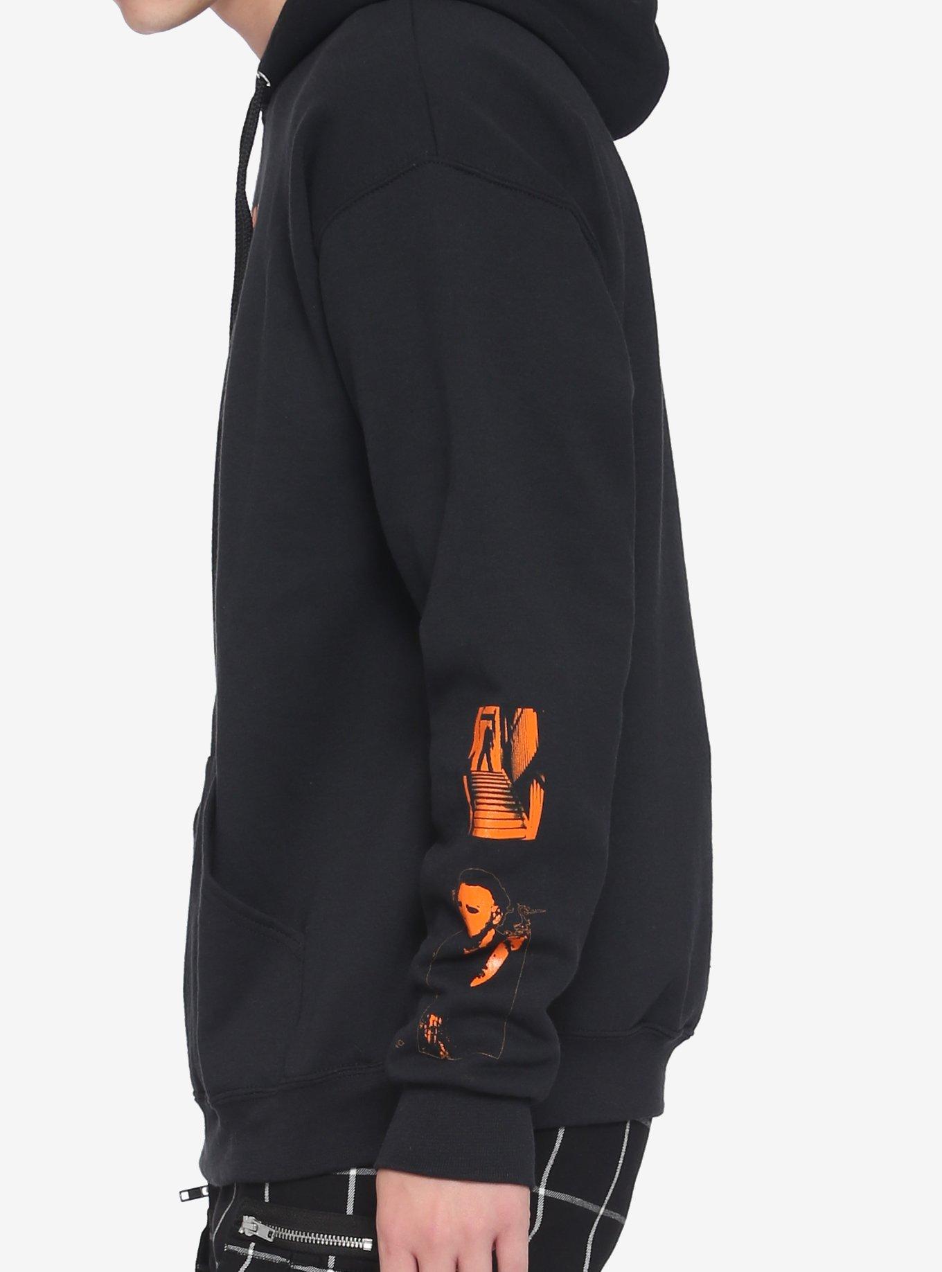 Halloween Orange Stencil Hoodie, BLACK, alternate