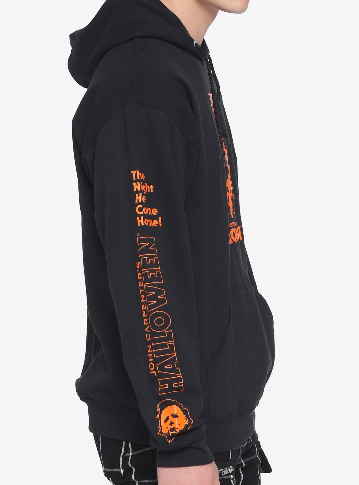 Halloween Orange Stencil Hoodie, BLACK, alternate