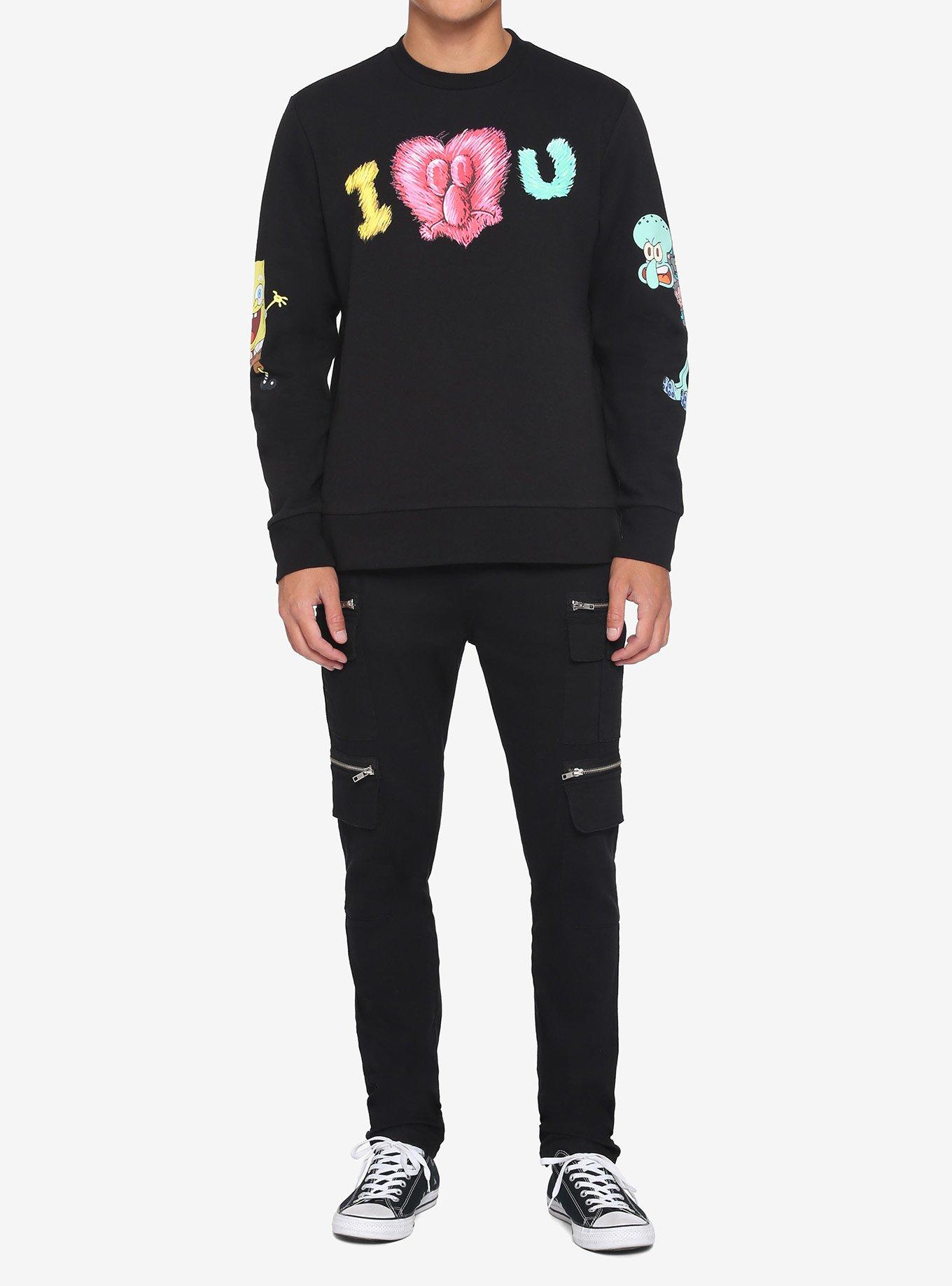 SpongeBob SquarePants Squidward & Spongebob Eyelash Sweatshirt, BLACK, alternate