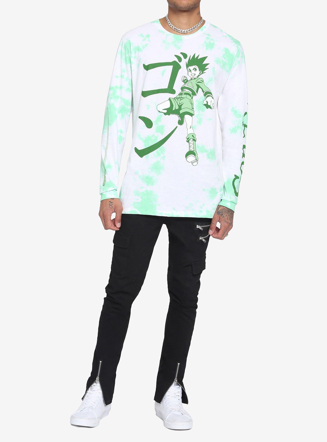 Hunter X Hunter Gon Fishing Pole Tie-Dye Long-Sleeve T-Shirt, GREEN, alternate