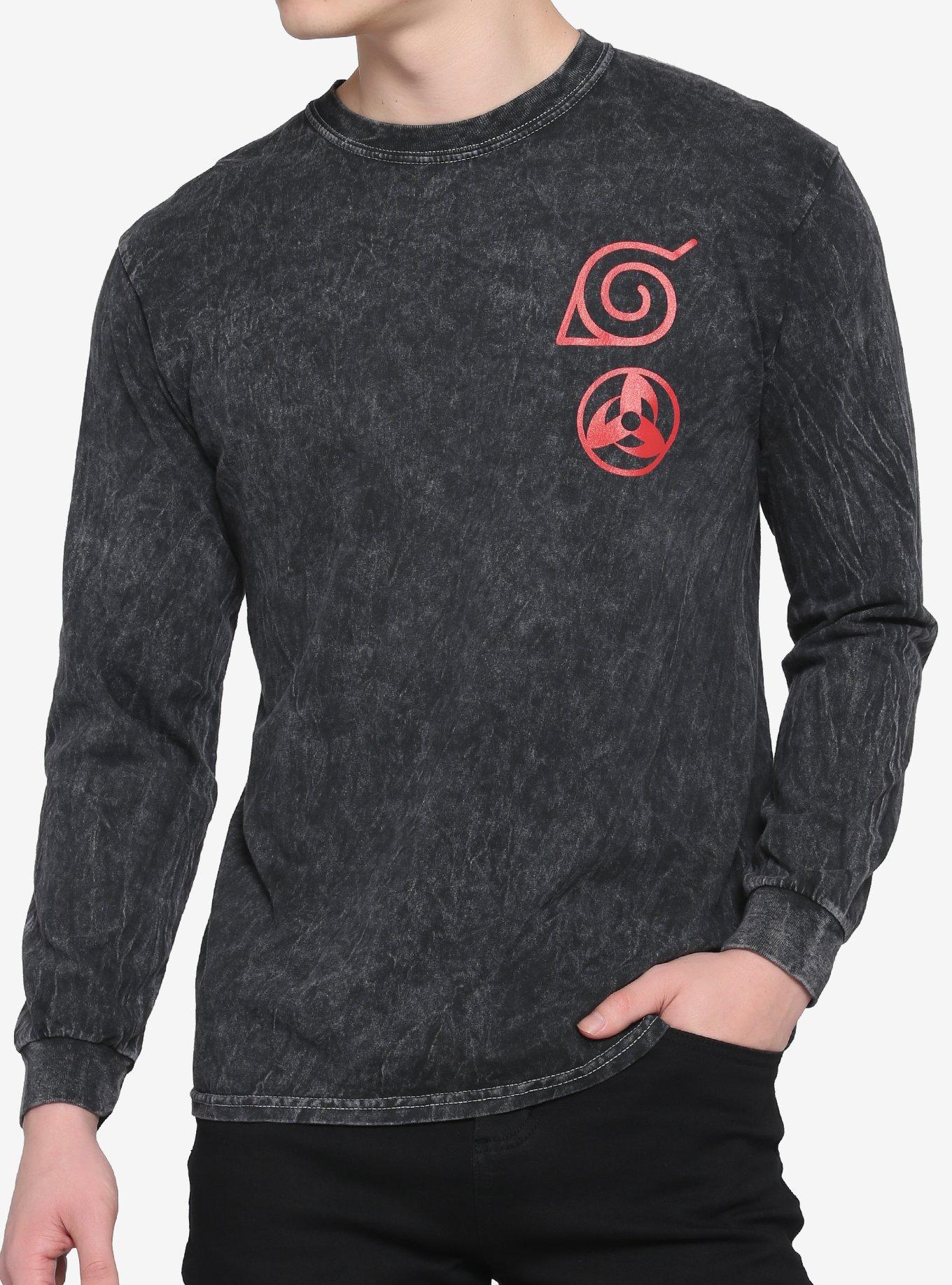 Naruto Shippuden Kakashi Dark Wash Long-Sleeve T-Shirt, GREY, alternate