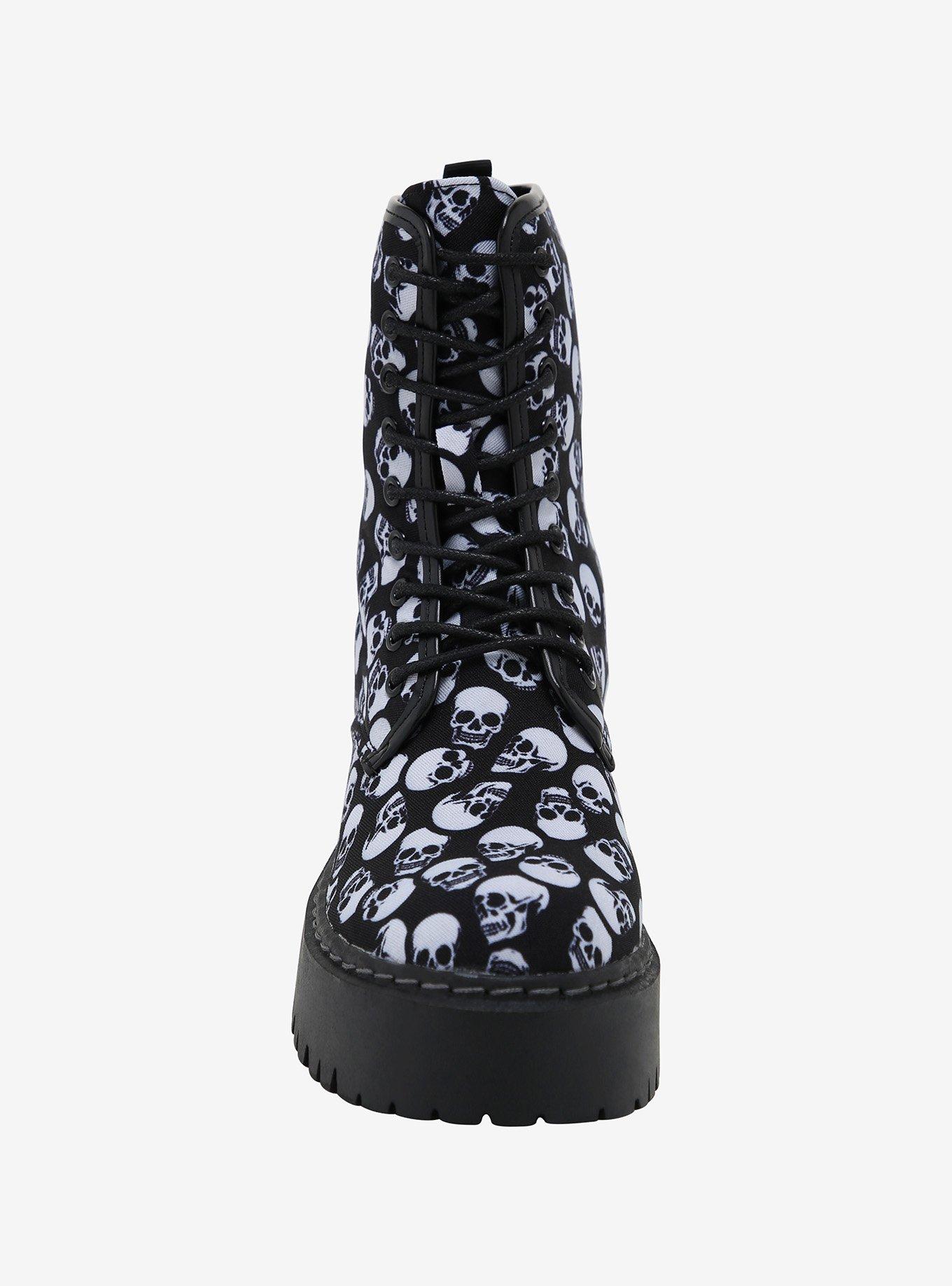 Skulls Lace-Up Platform Combat Boots