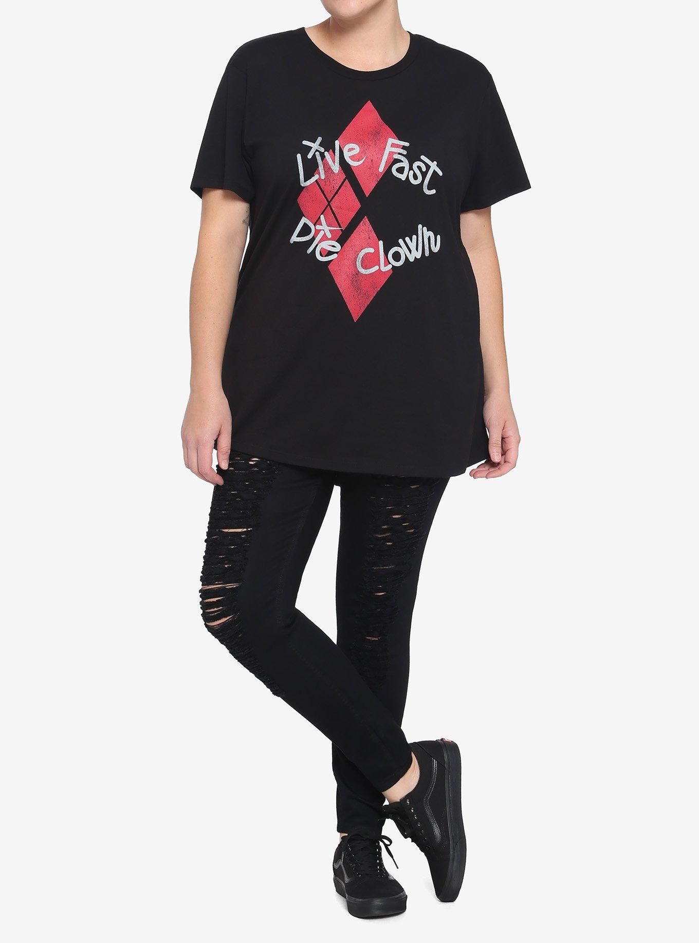 DC Comics The Suicide Squad Harley Quinn Live Fast Die Clown Girls T-Shirt Plus Size, MULTI, alternate