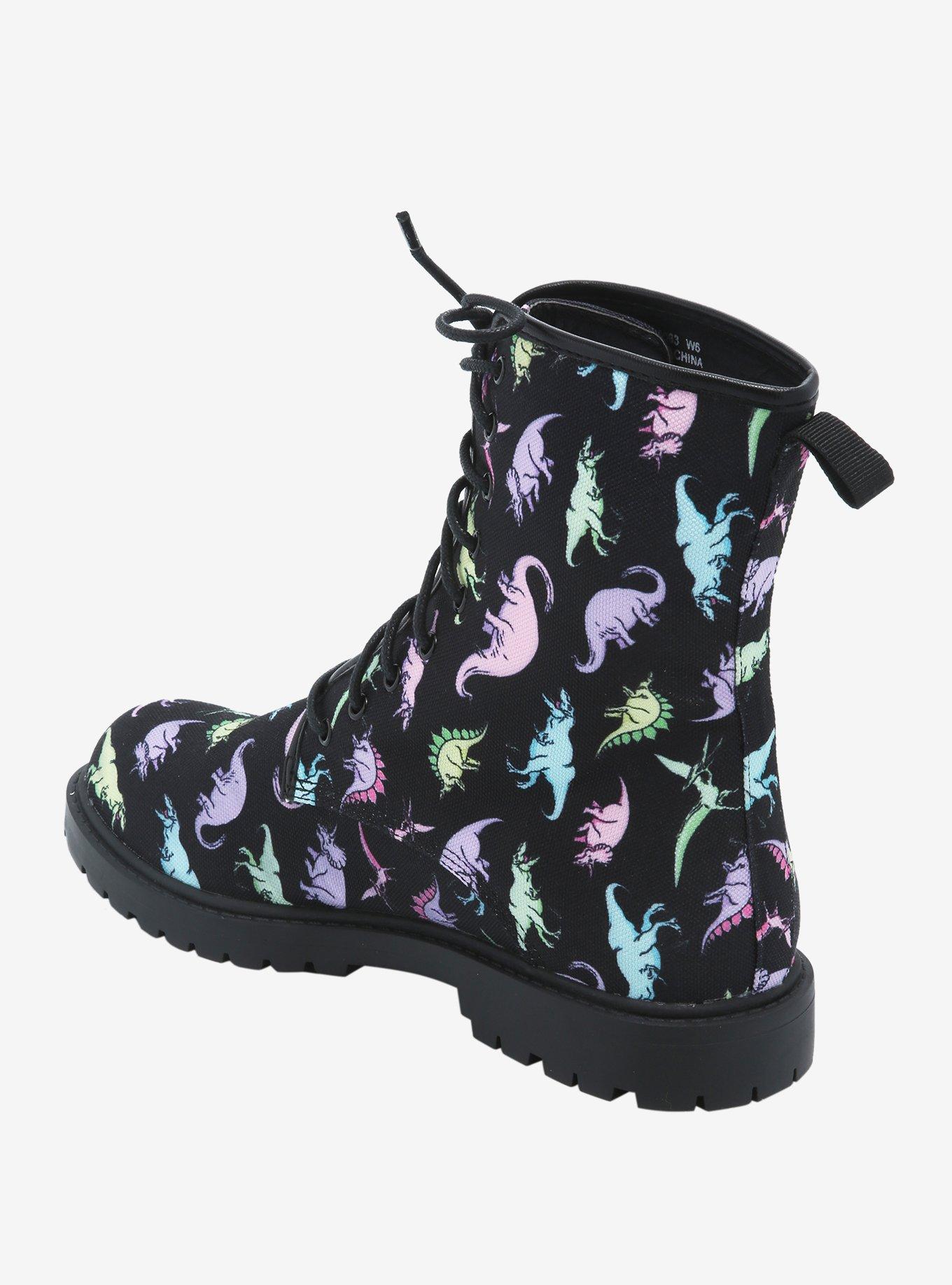 Pastel Dinosaur Combat Boots, MULTI, alternate