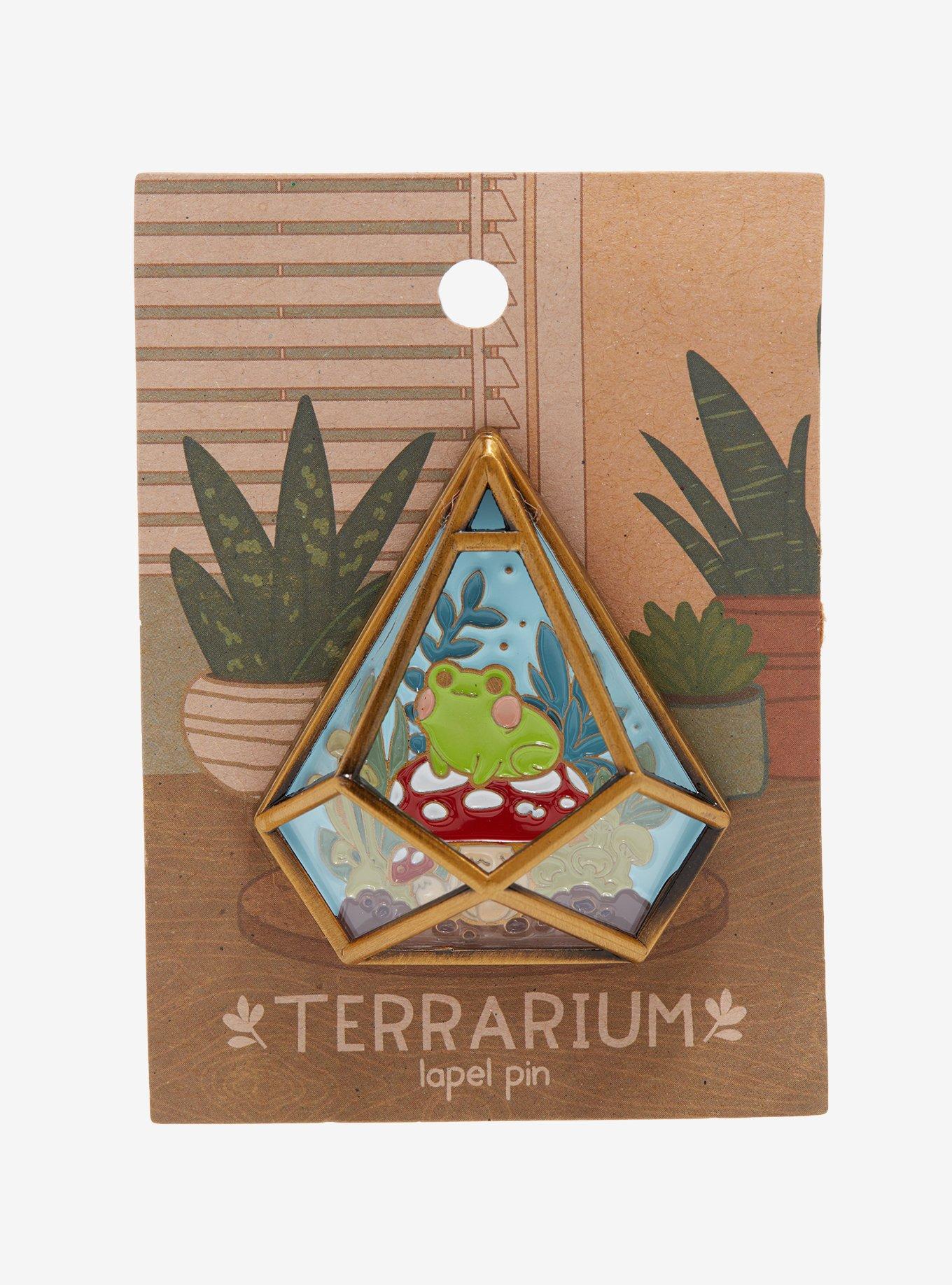 Frog & Mushroom 3D Terrarium Enamel Pin, , alternate