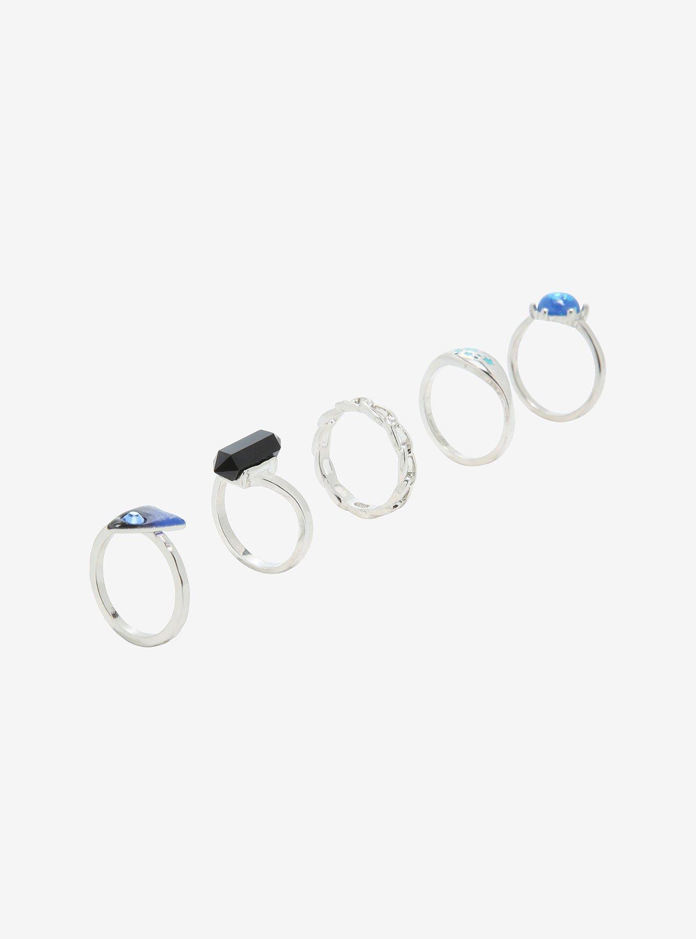 Ouija Planchette Blue Gem Ring Set, , alternate